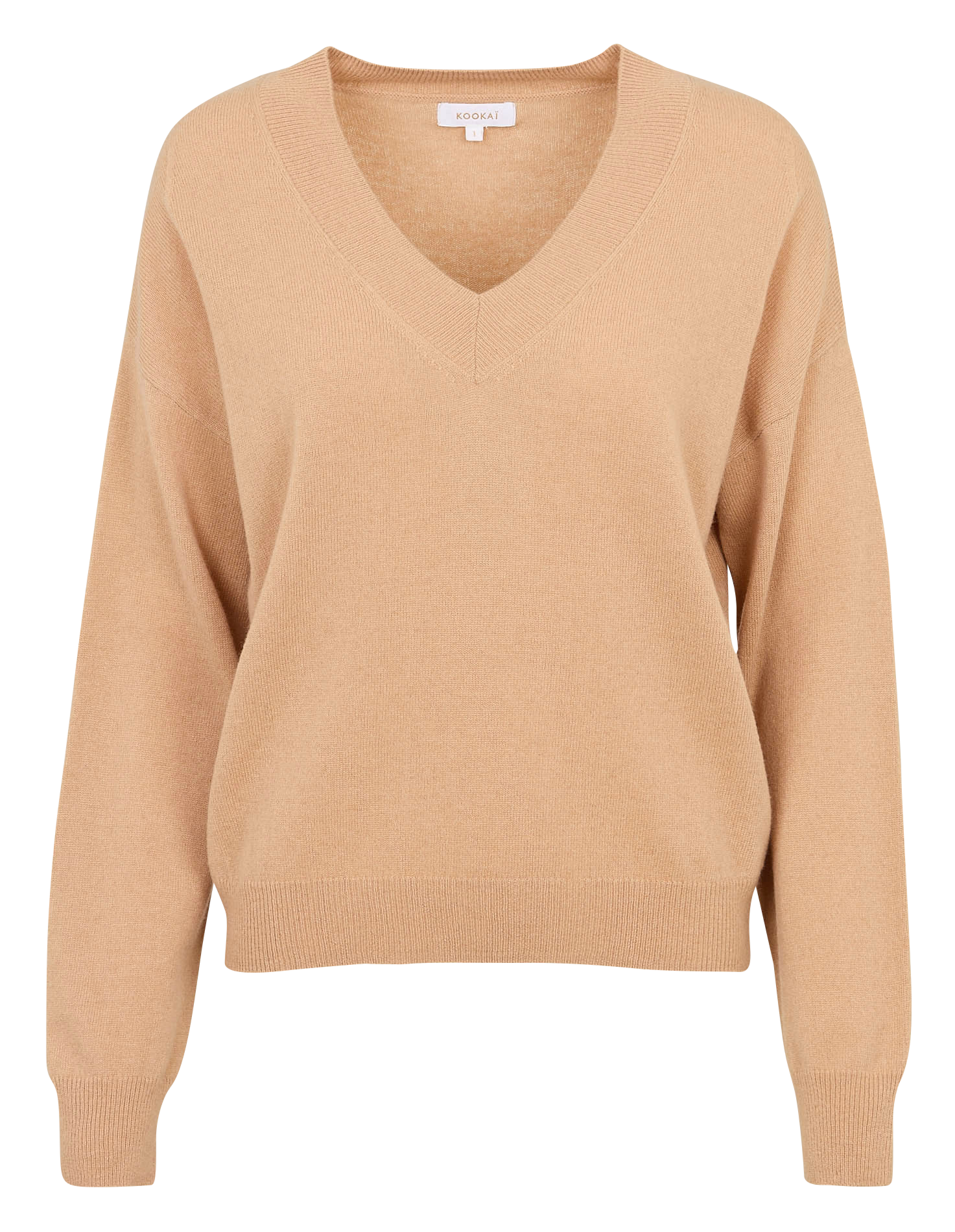 Weiter Pullover aus Wolle und Kaschmir mit V-Ausschnitt KOOKAI Beige