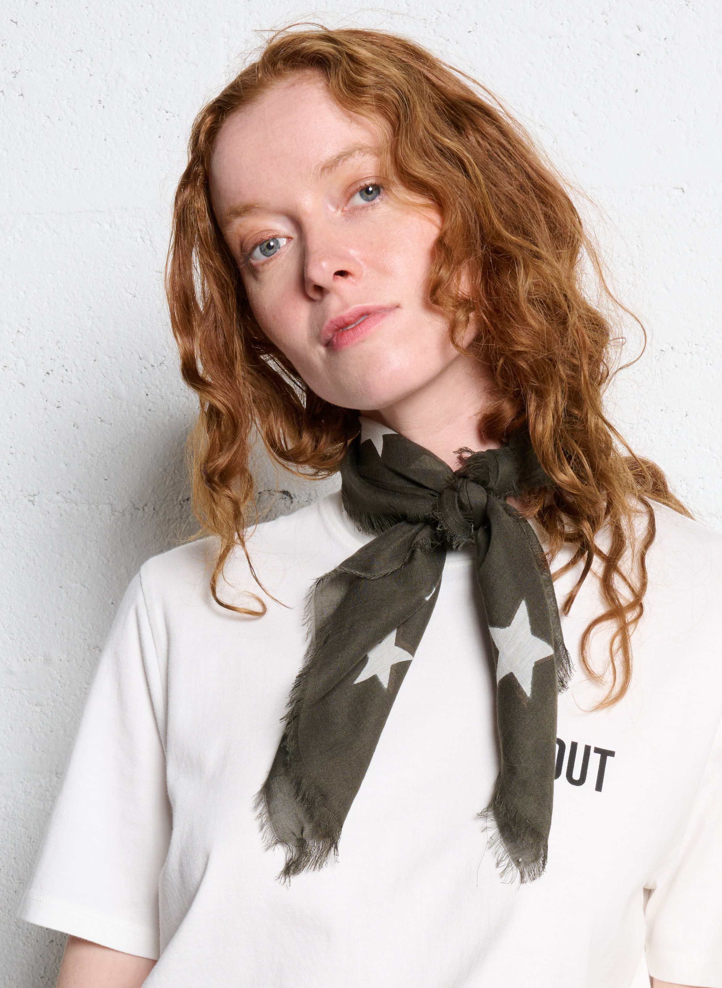 Cotton-blend floaty scarf IKKS Khaki