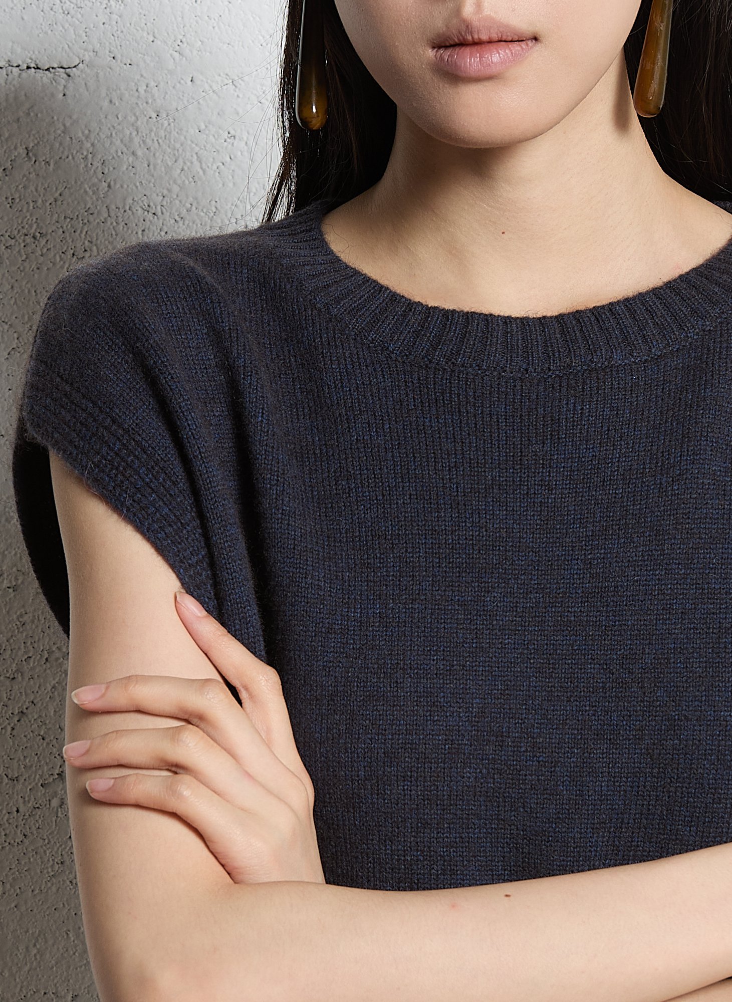 Short round-neck wool dress MAISON 123 Blue