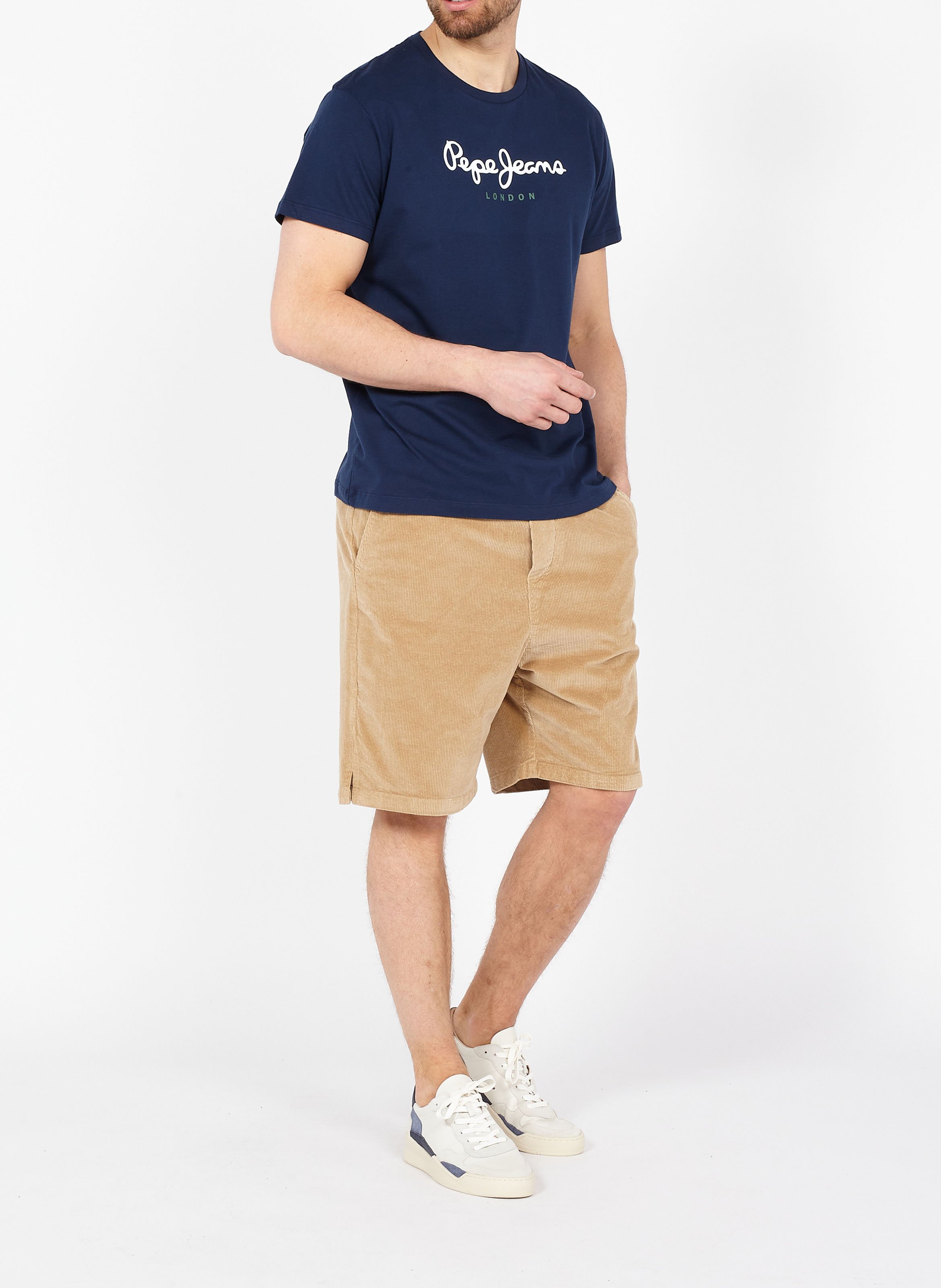 Round-neck cotton T-shirt with screen print PEPE JEANS Blue