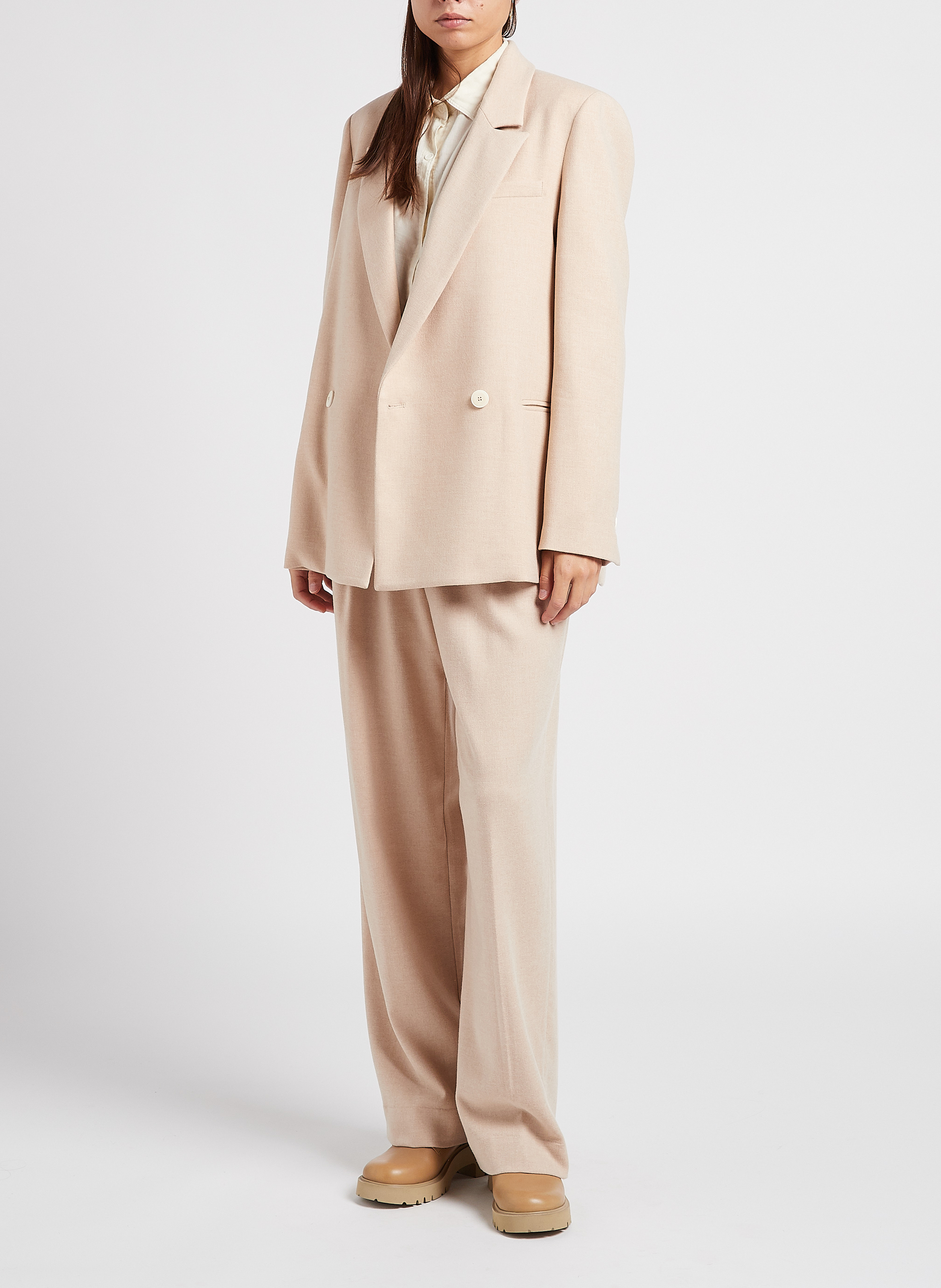 Straight-cut jacket with tailored collar POMANDERE Beige