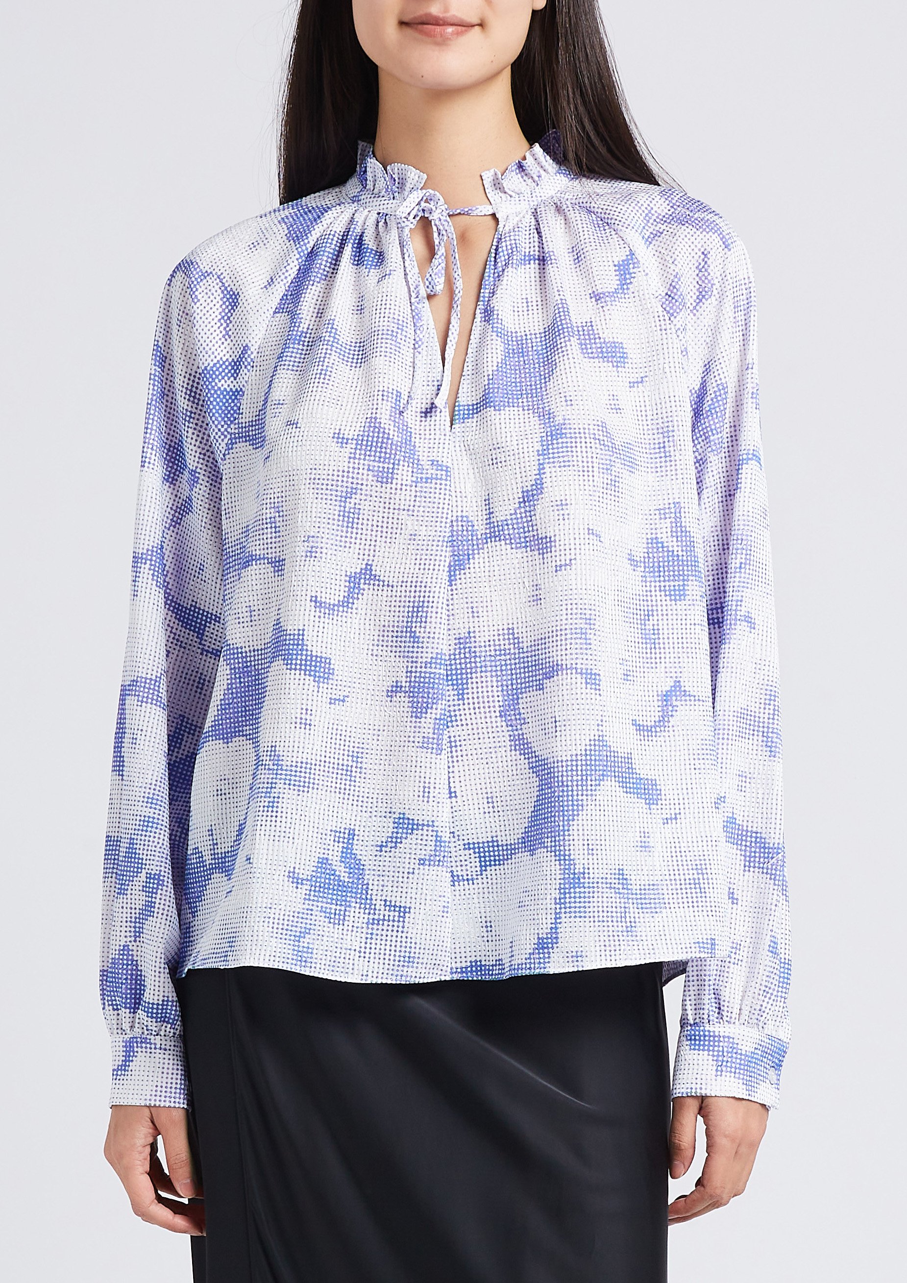 Loose-fit top with knotted V-neck and dotted-effect print SAMSOE SAMSOE Purple