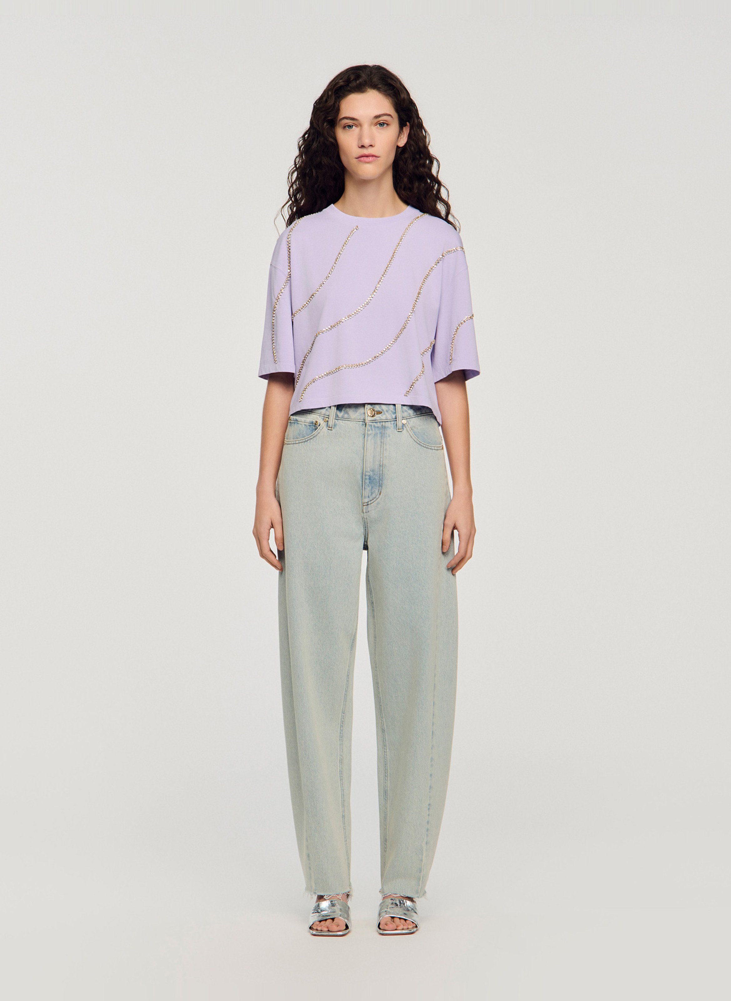 Jean barrel en coton SANDRO Bleu