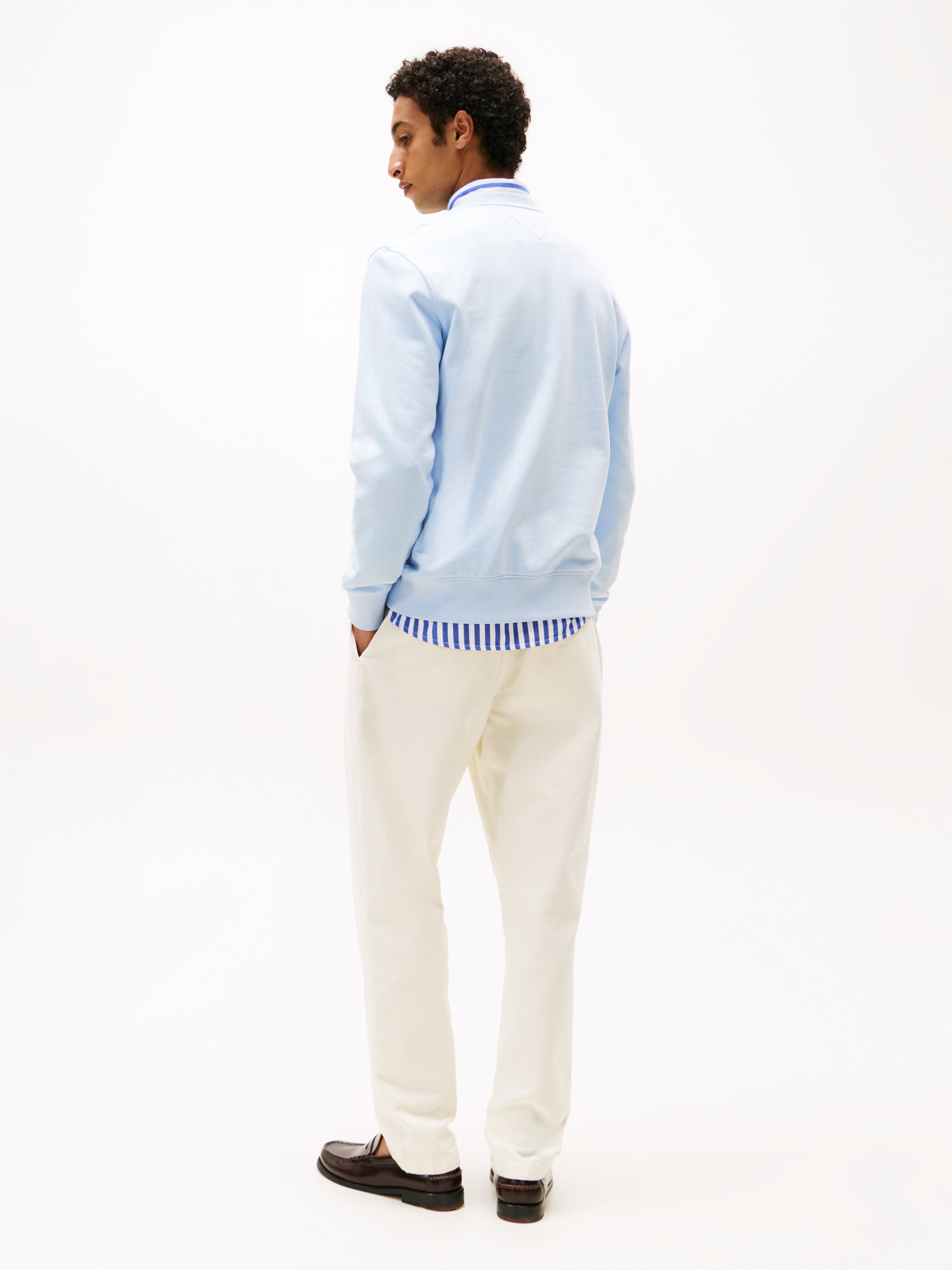 Sweat oversize col rond en coton Bleu