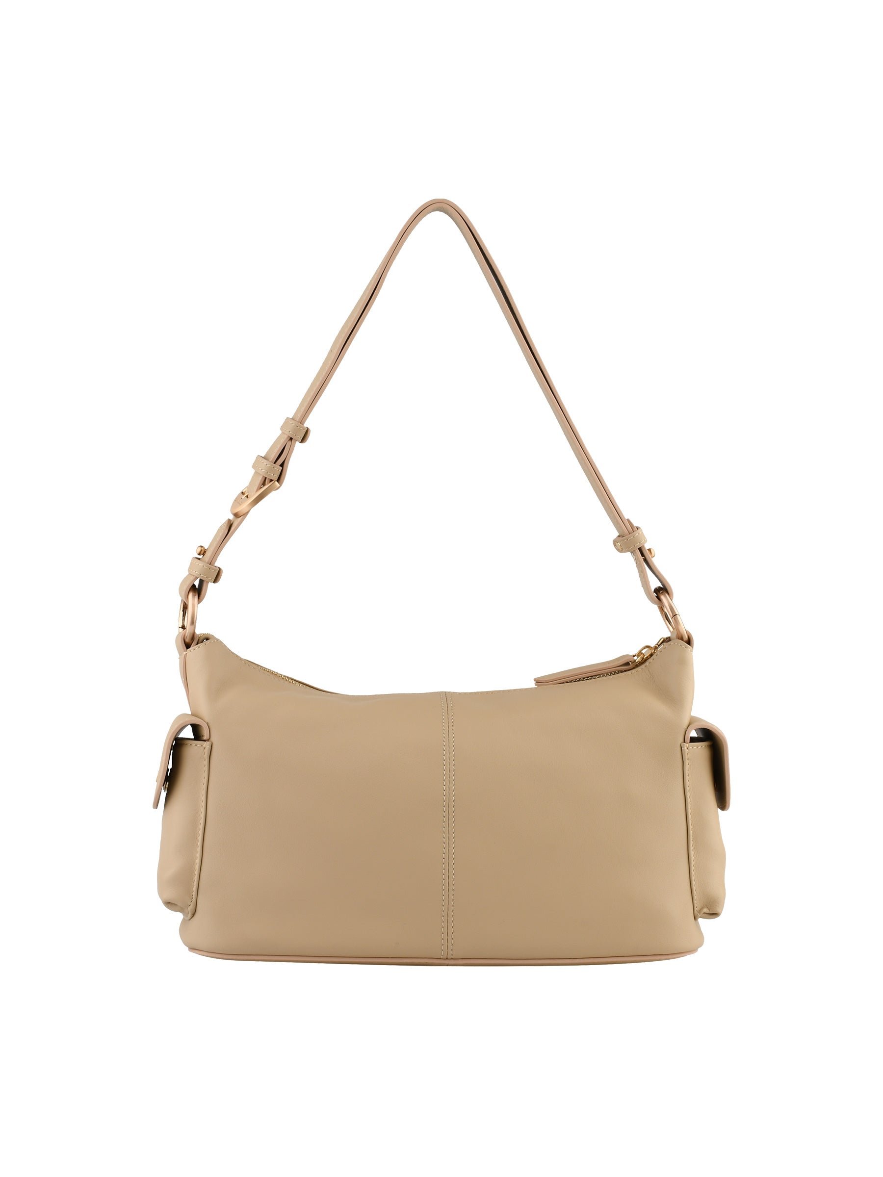 Calfskin leather shoulder bag POURCHET Beige