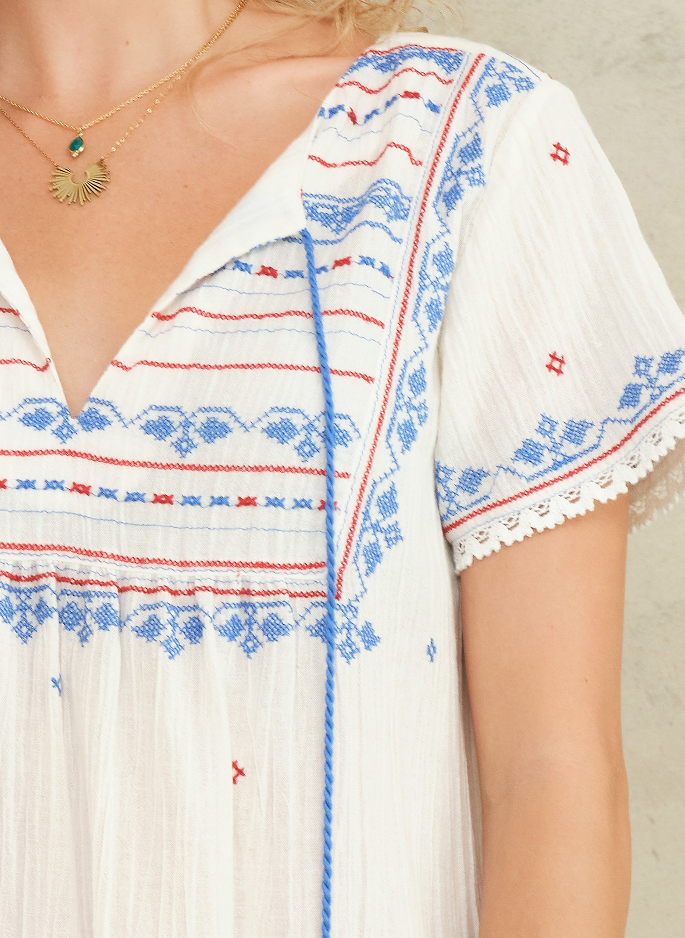 Short cotton henley dress M.A.B.E White