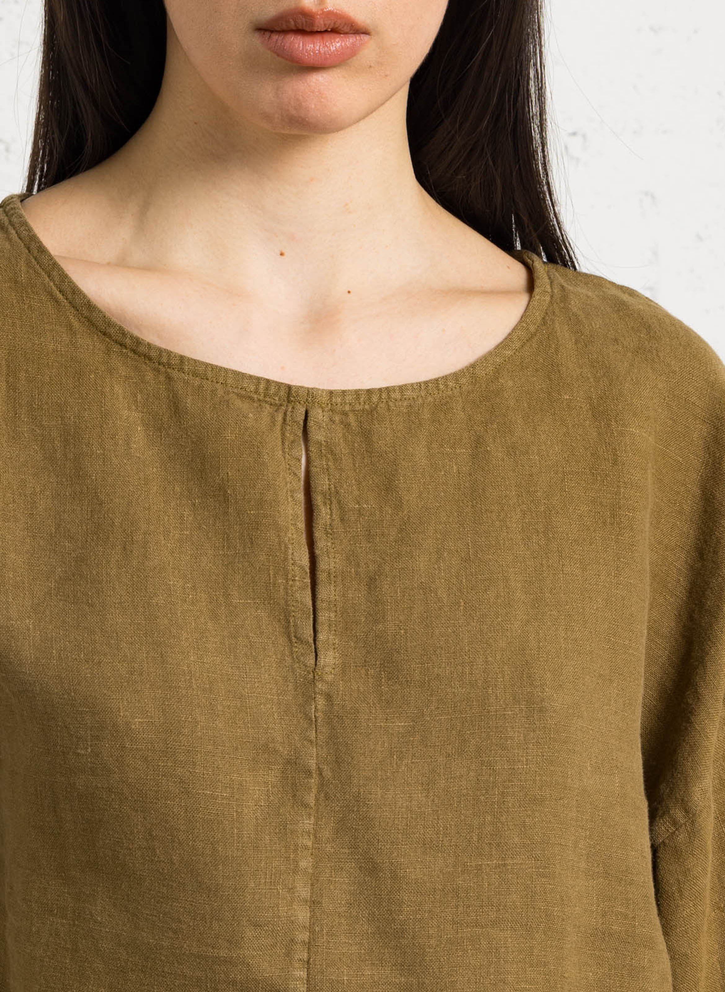 Wijde, linnen top met korte mouwen THE NEW SOCIETY Groen