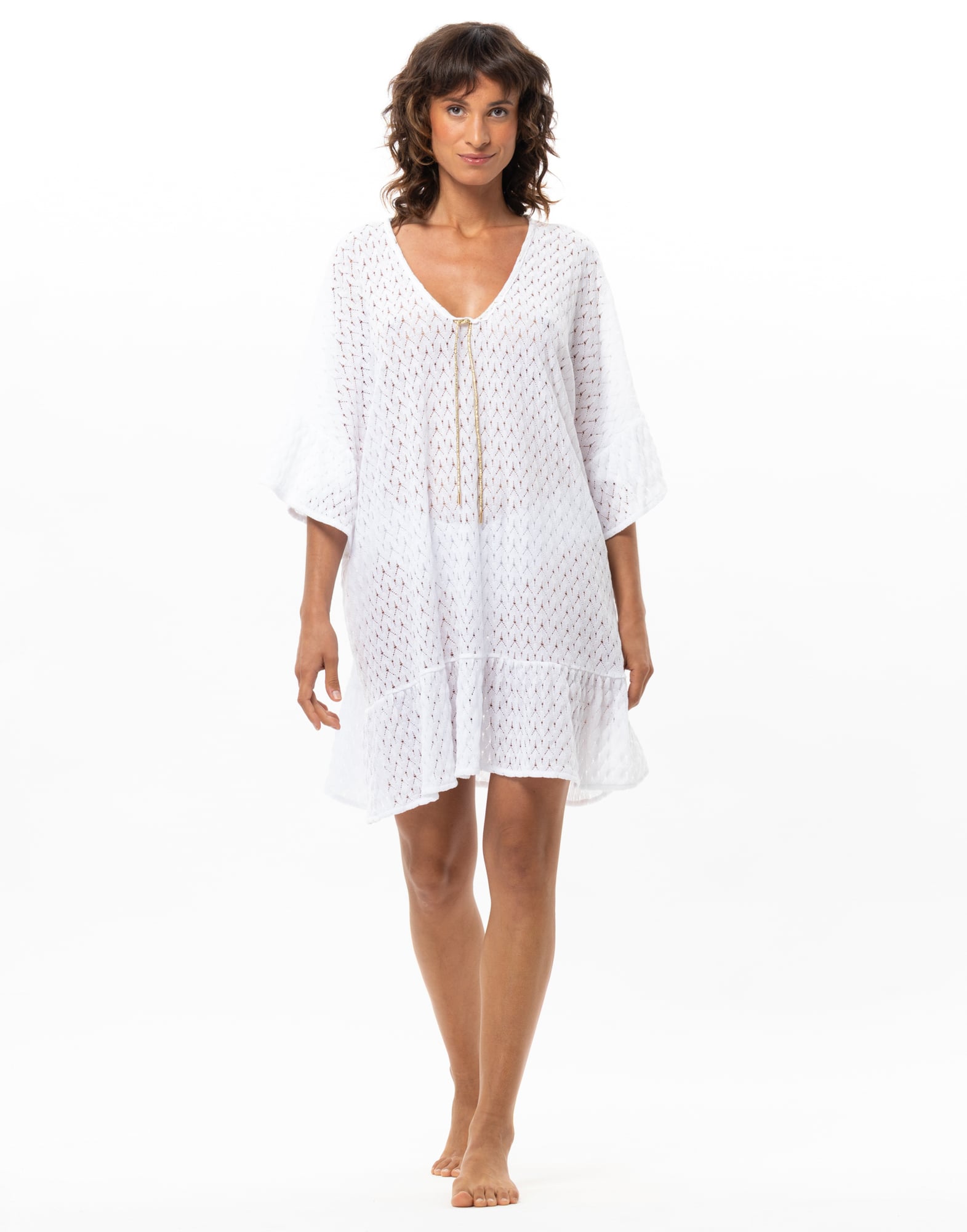 Kaftan en maille ajourée LE CHAT Blanc