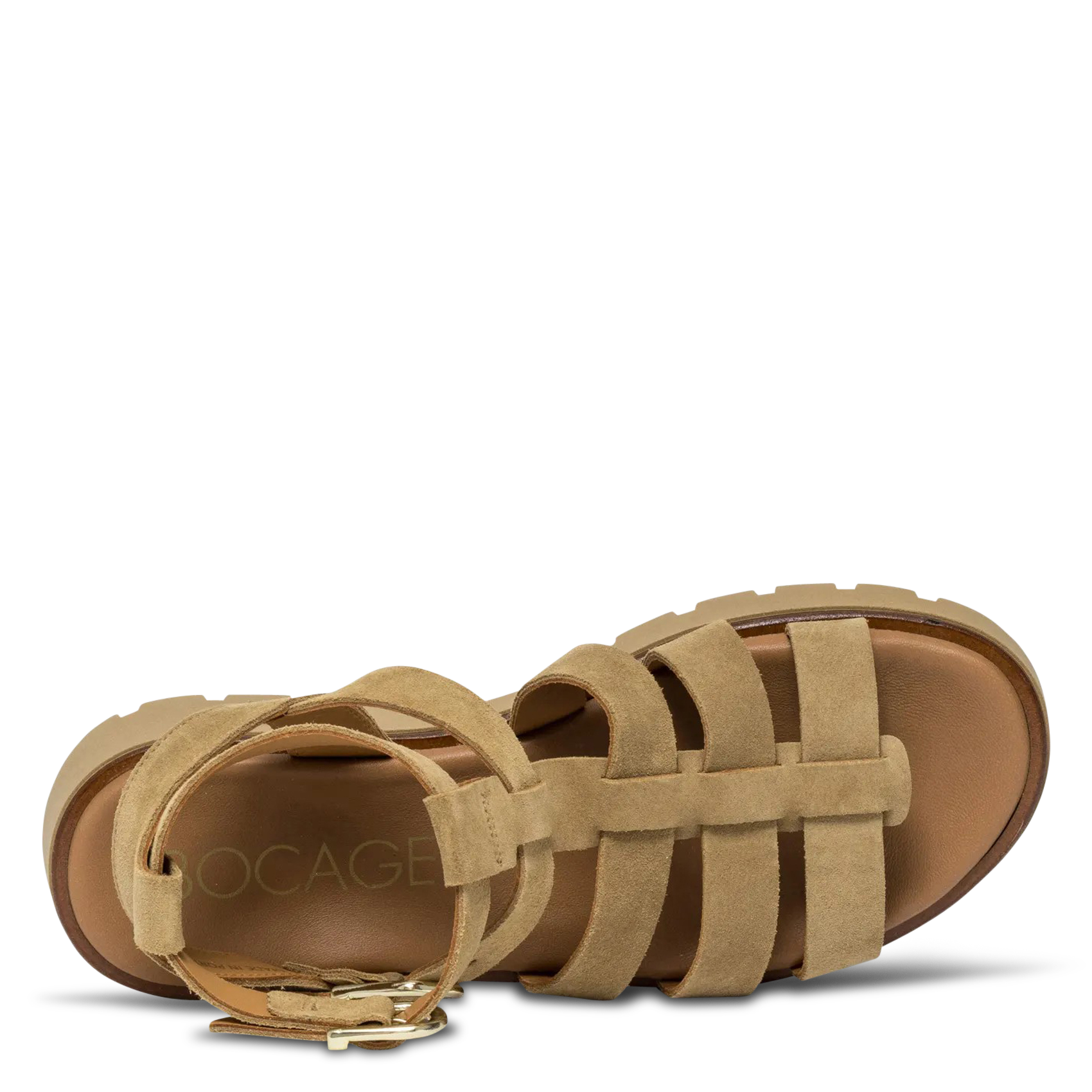 Sandales plates en cuir BOCAGE Beige