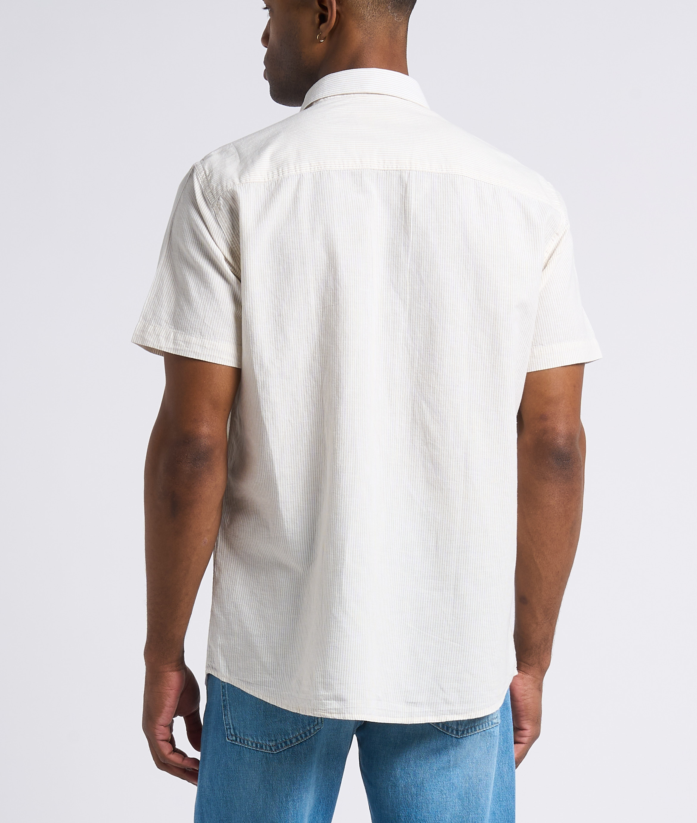 Cotton and linen striped shirt SELECTED Beige