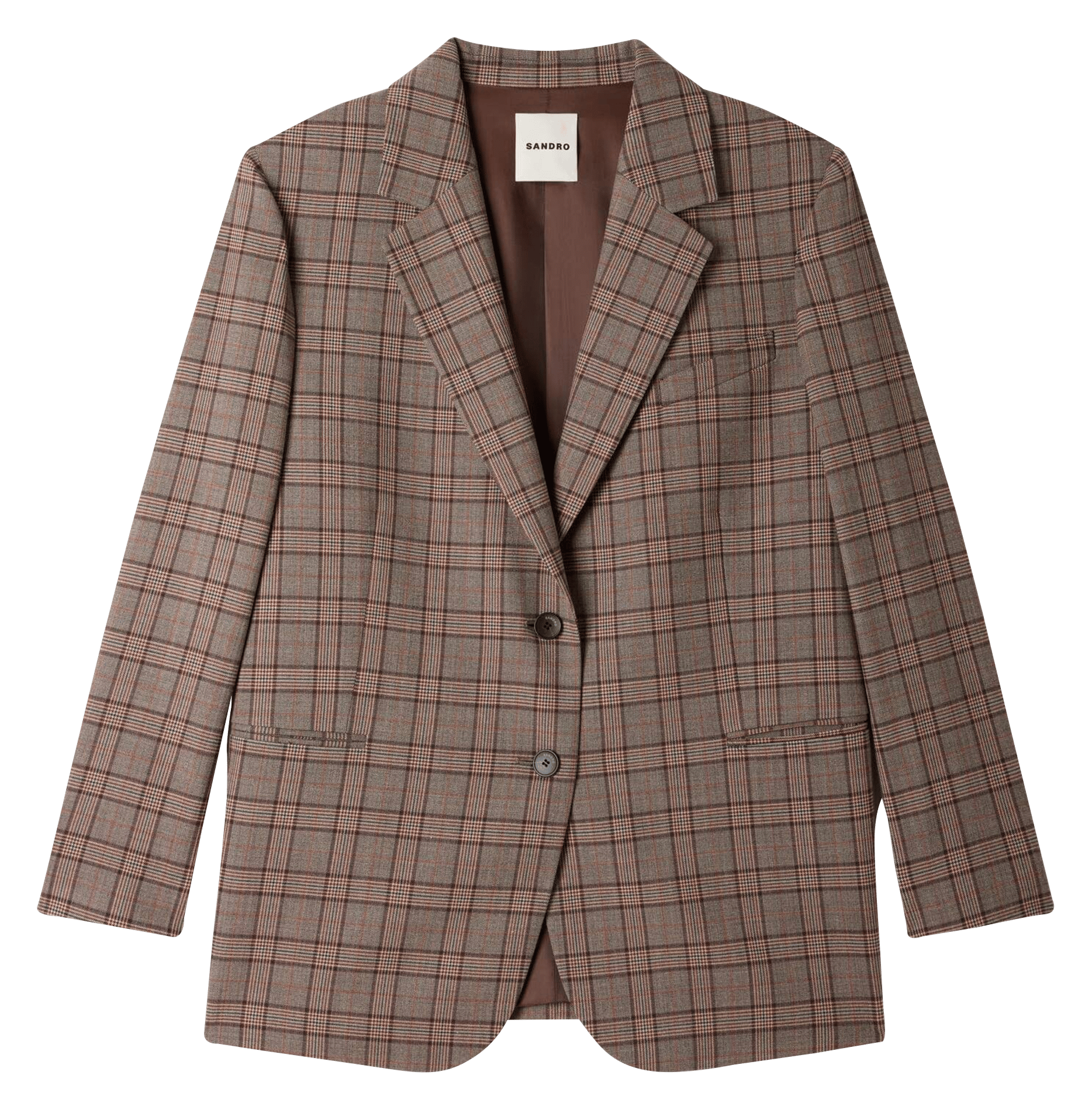 Veste de tailleur oversize à carreaux SANDRO Marron