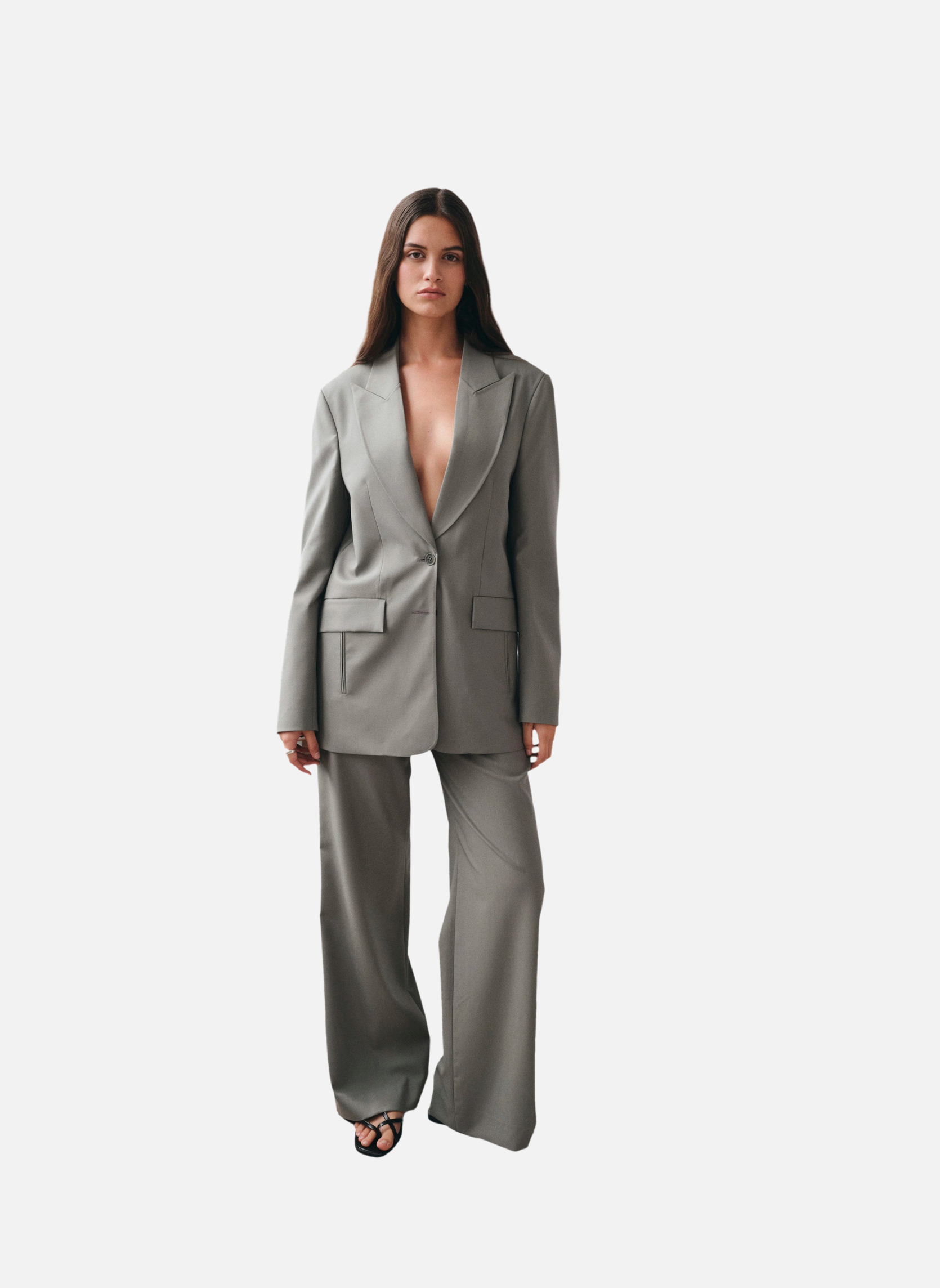Suit jacket in eucalyptus suri Noyoco Green