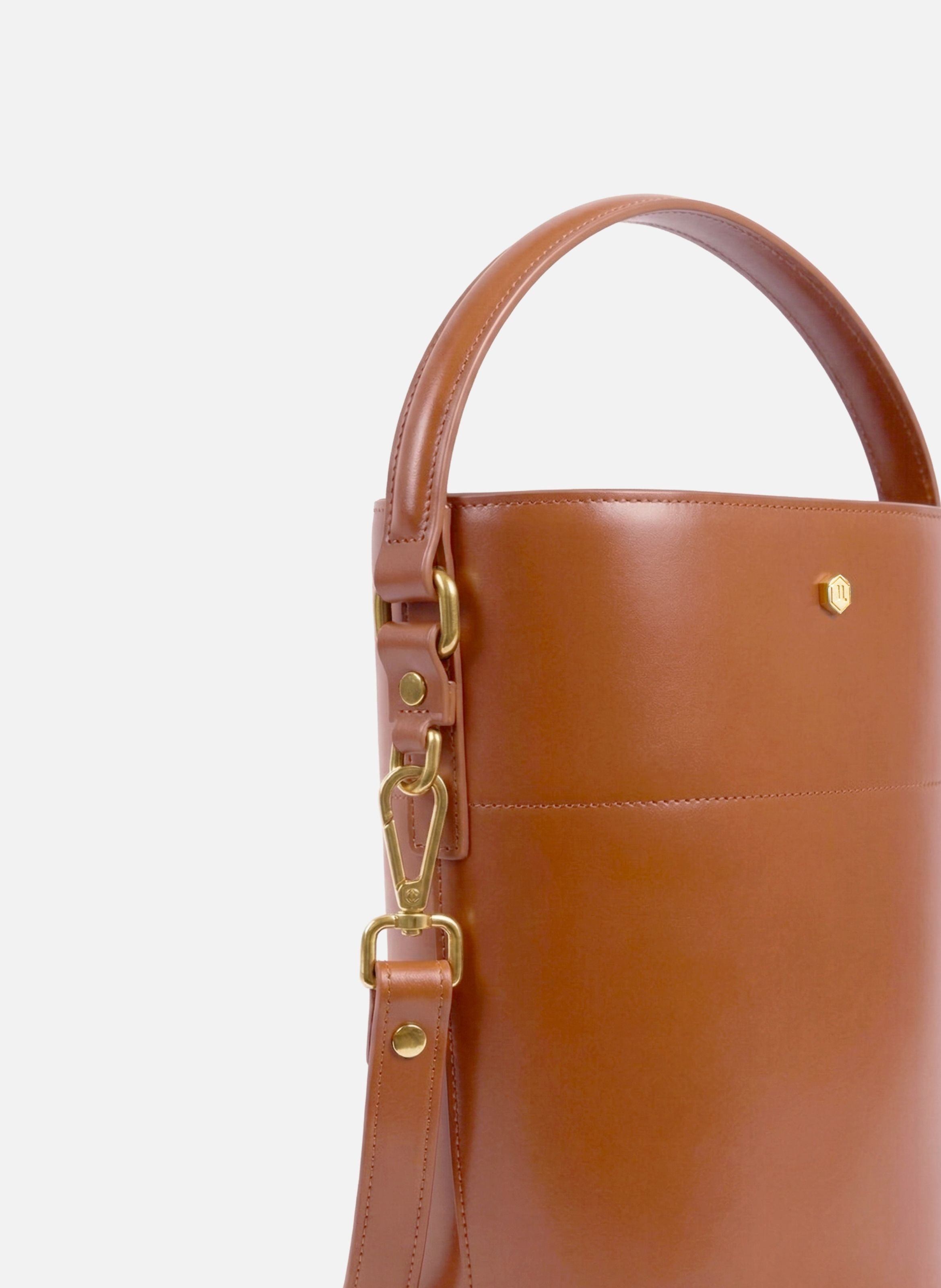 Margot bucket bag in leather JULES & JENN Brown