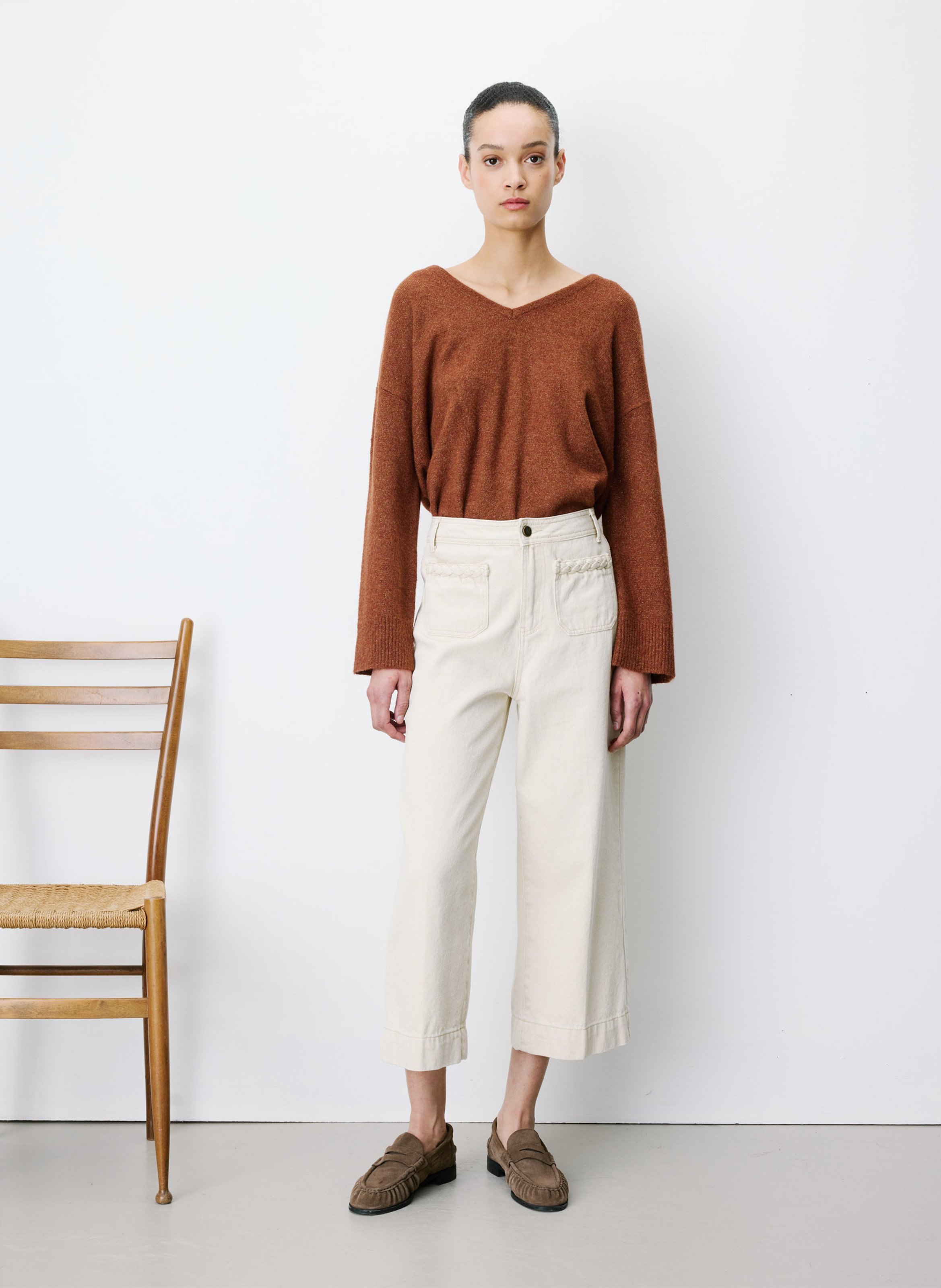 Katoenen, cropped jeans GRACE ET MILA Beige