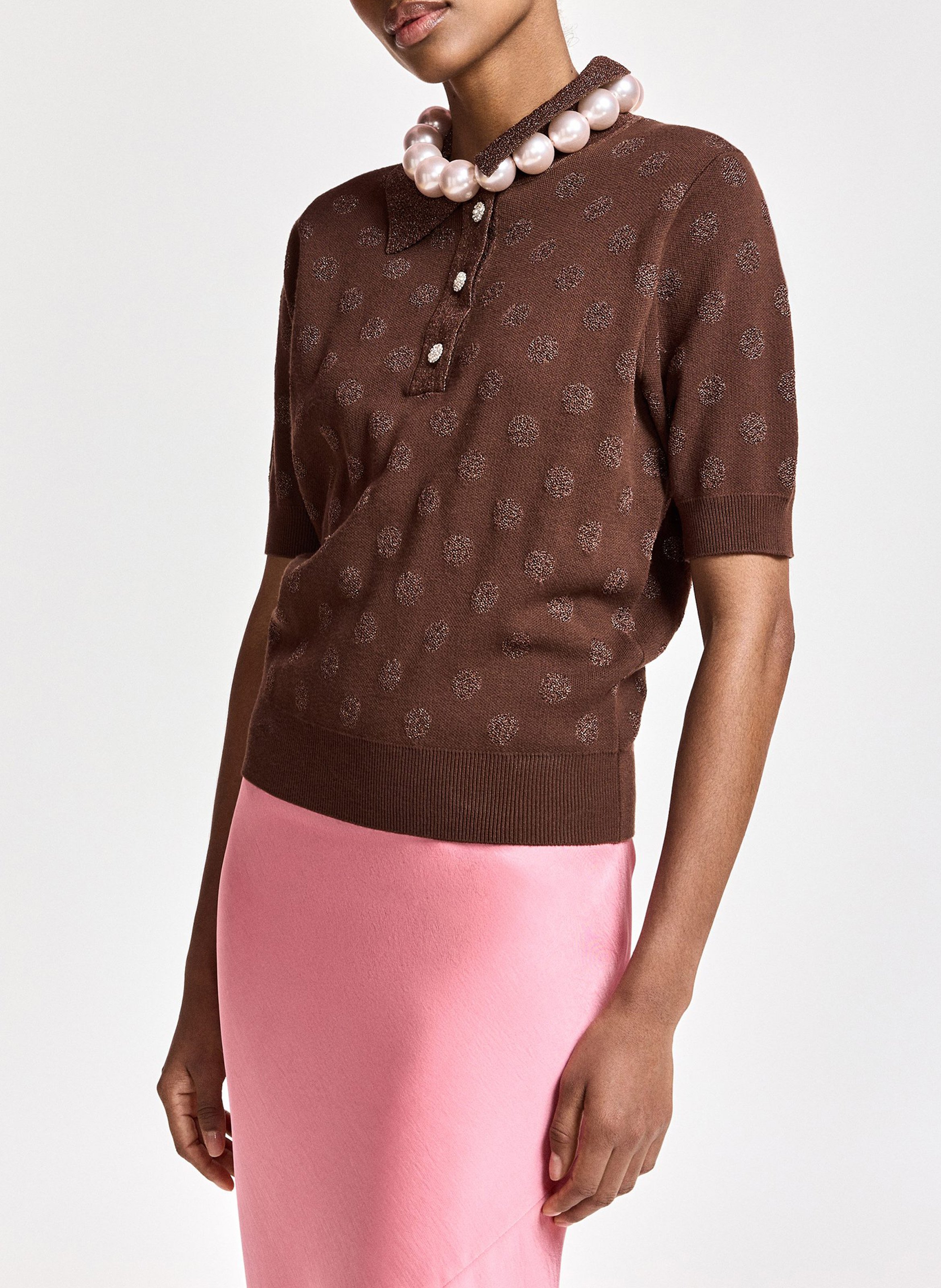 Polo droit imprimé ESSENTIEL ANTWERP Marron
