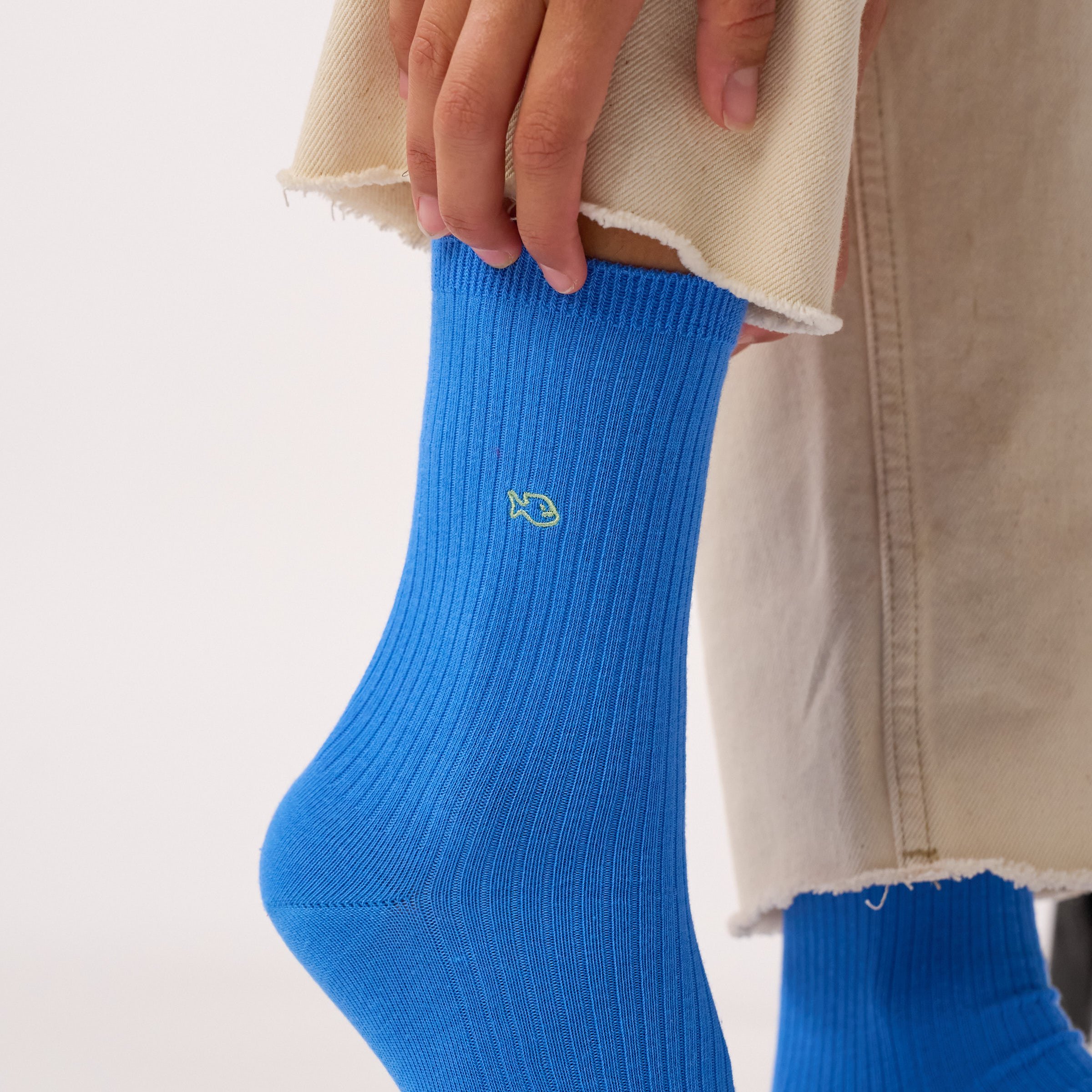 Ribbed Solid Combed Cotton Socks BILLYBELT Blue