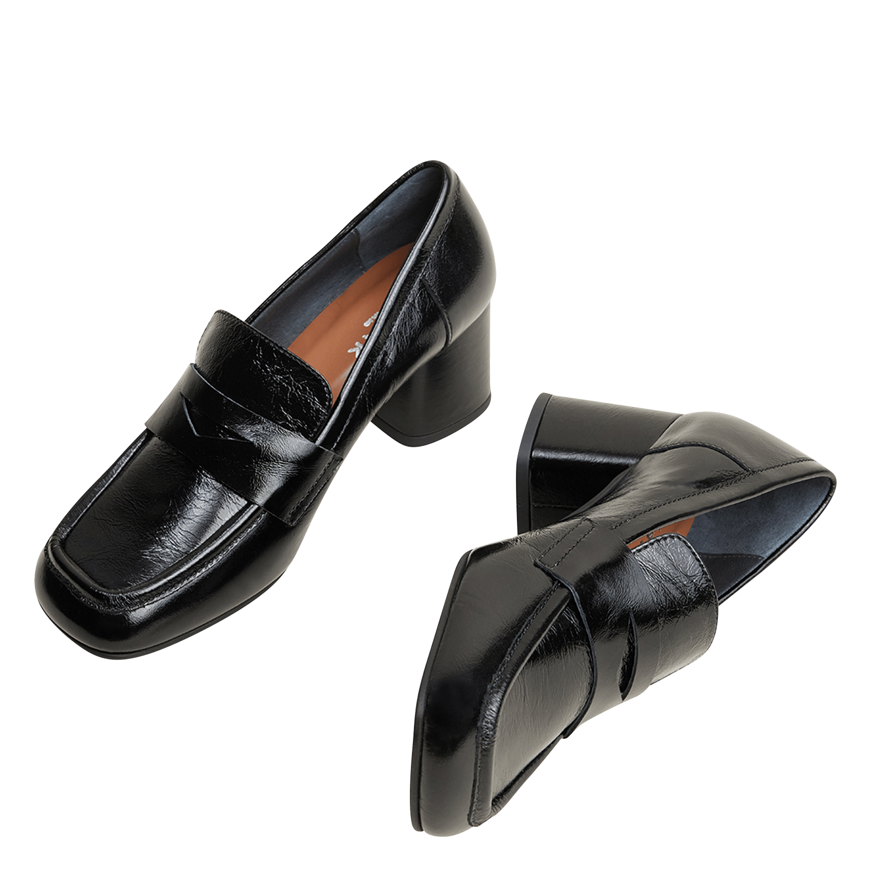 Heeled leather loafers JONAK Black