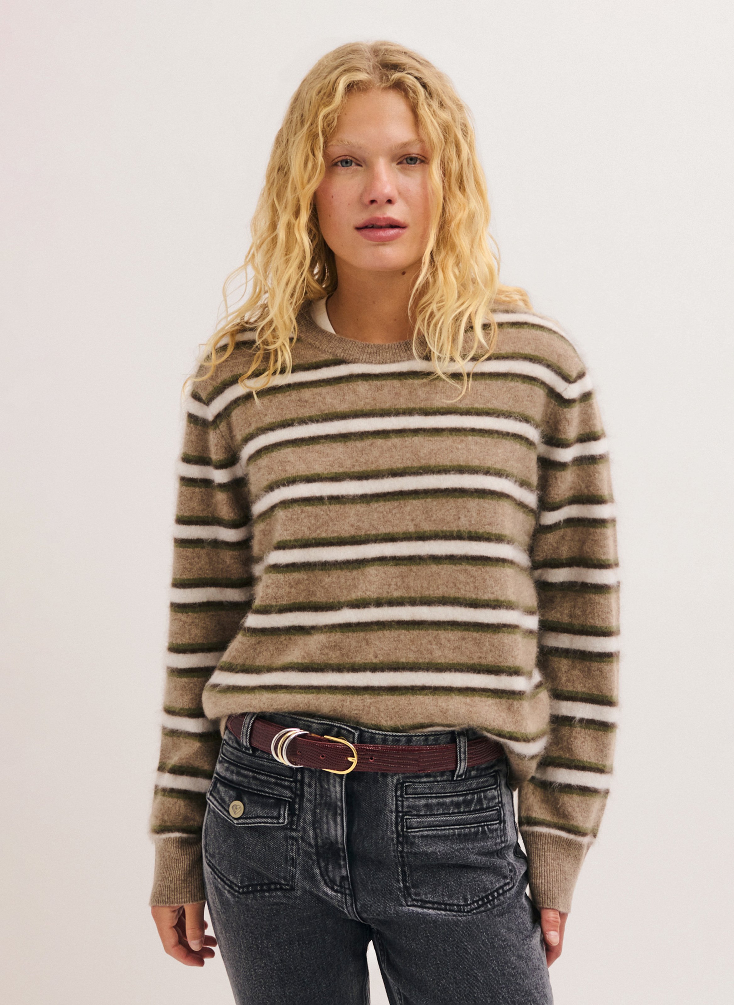 Pull à rayures en laine PABLO Vert