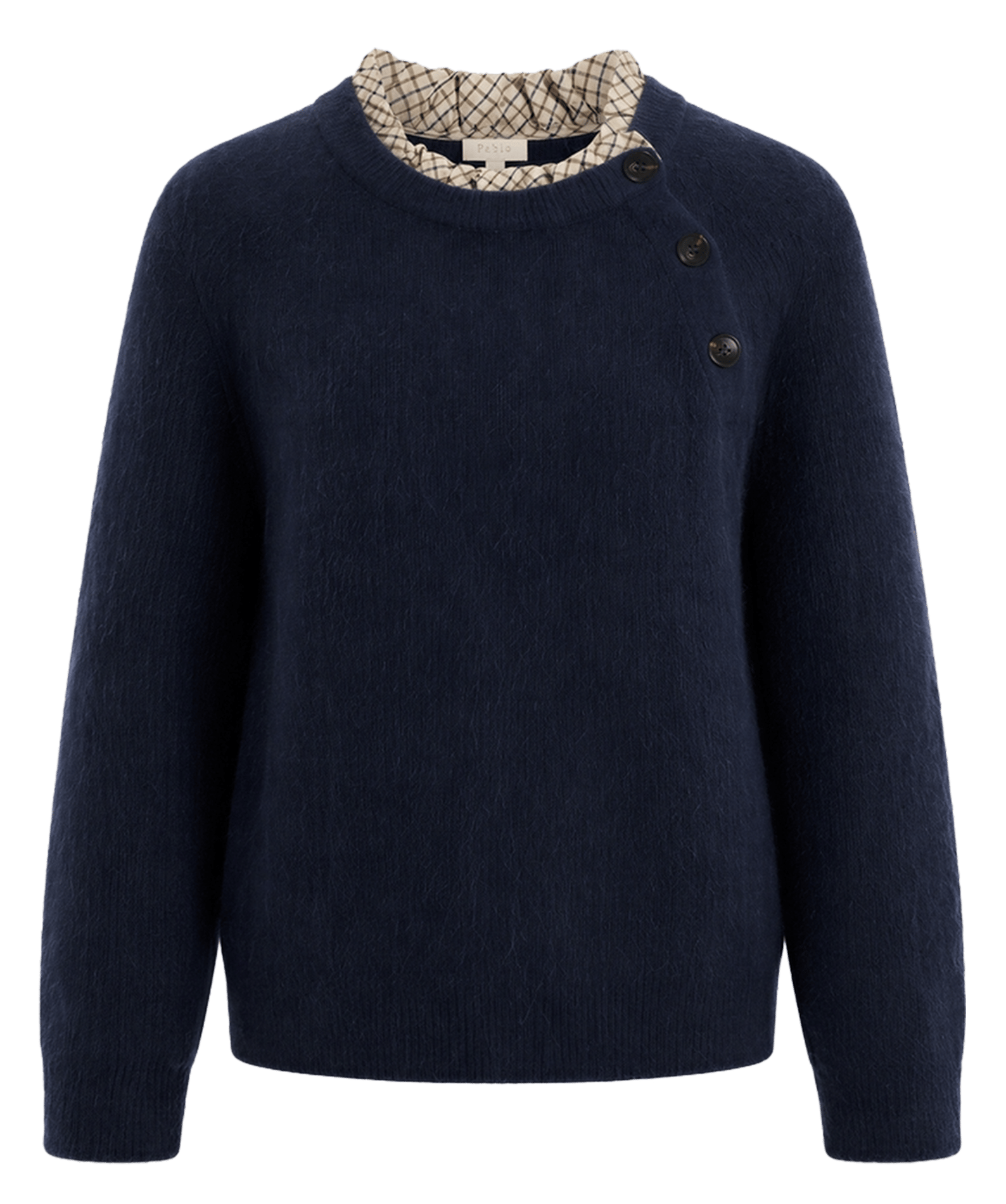 Gerade geschnittener Wollmix-Pullover PABLO Blau