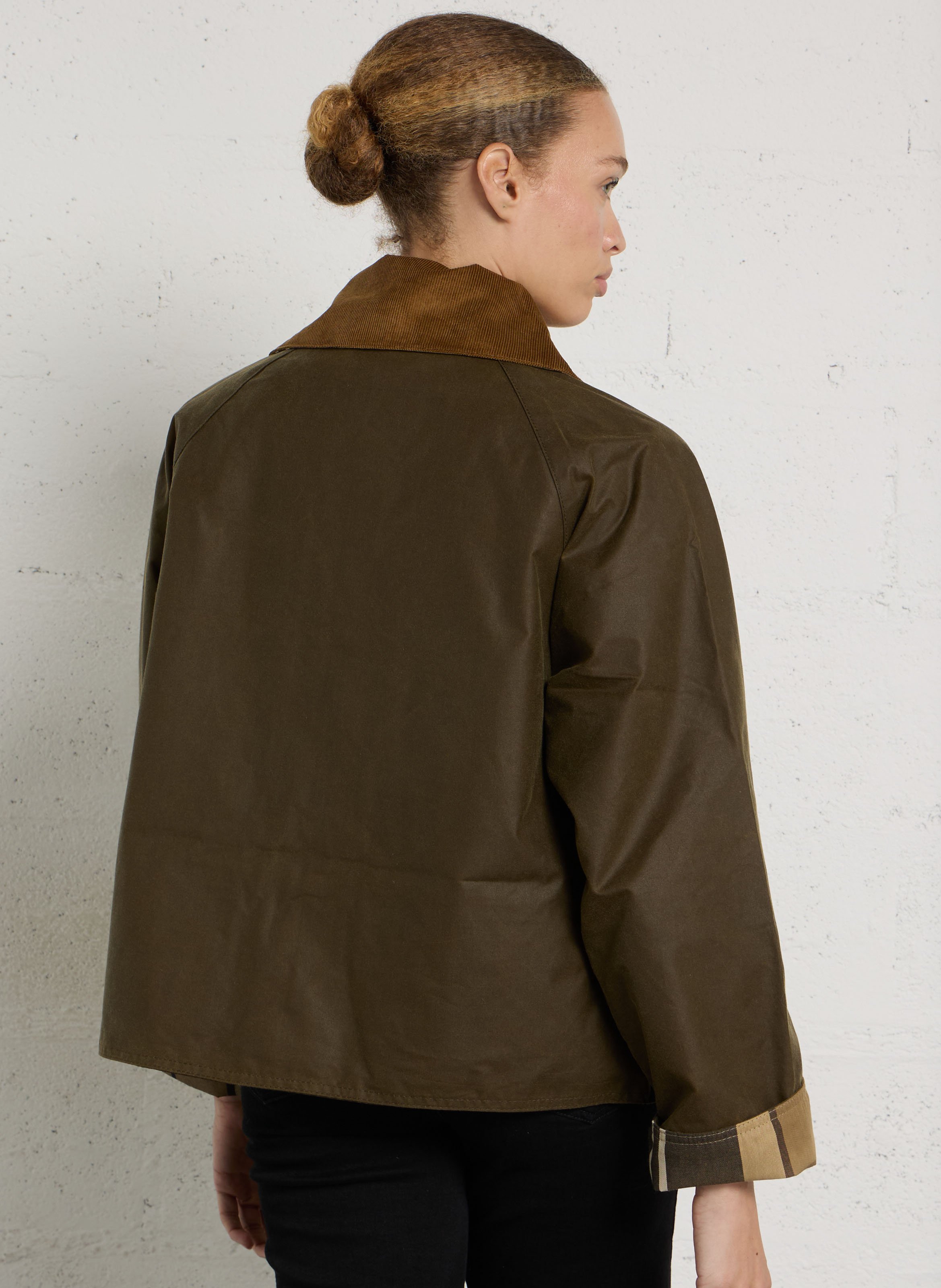 Straight jacket with velvet collar in cotton BARBOUR Khaki