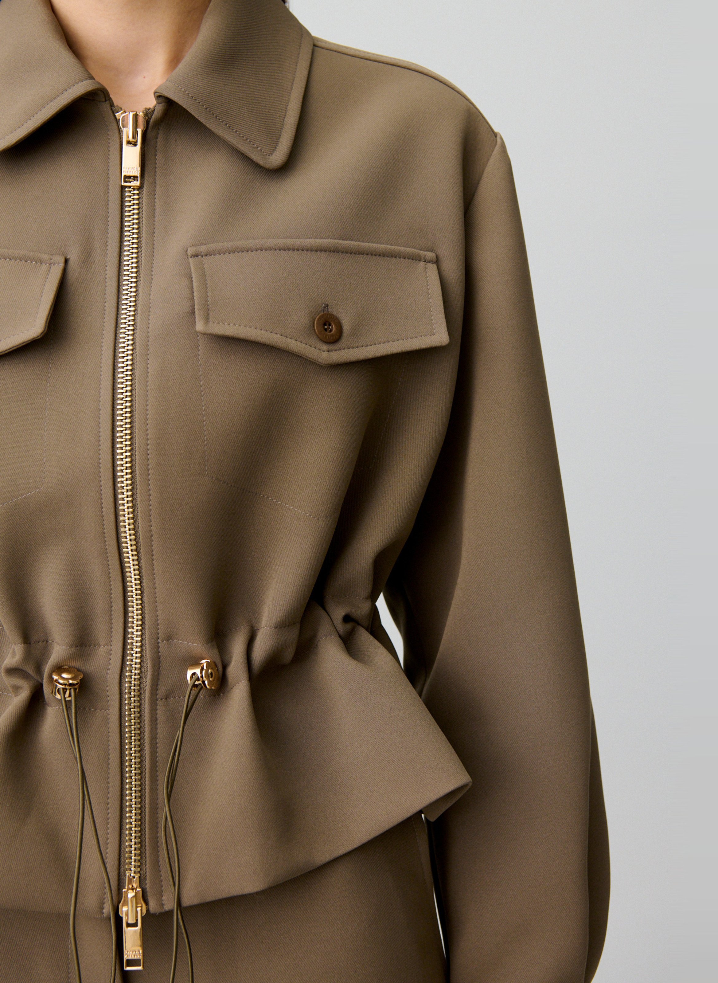 Blouson cintré manches longues uni  CLAUDIE PIERLOT Kaki