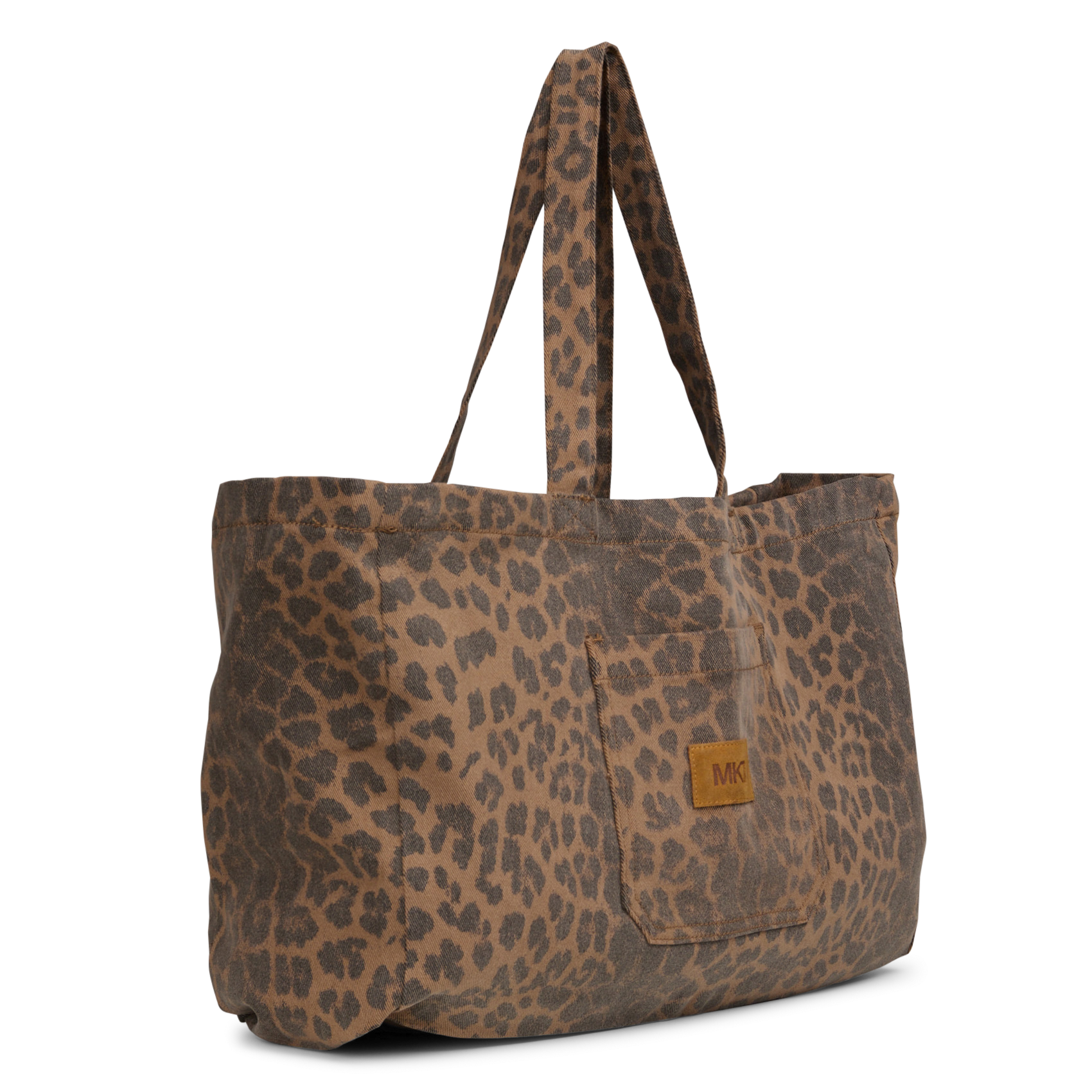Printed cotton blend shopping bag MKT Brown