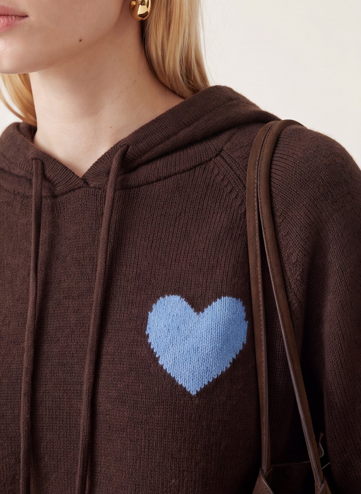 Pull à capuche droit en laine mélangée KOOKAI Marron