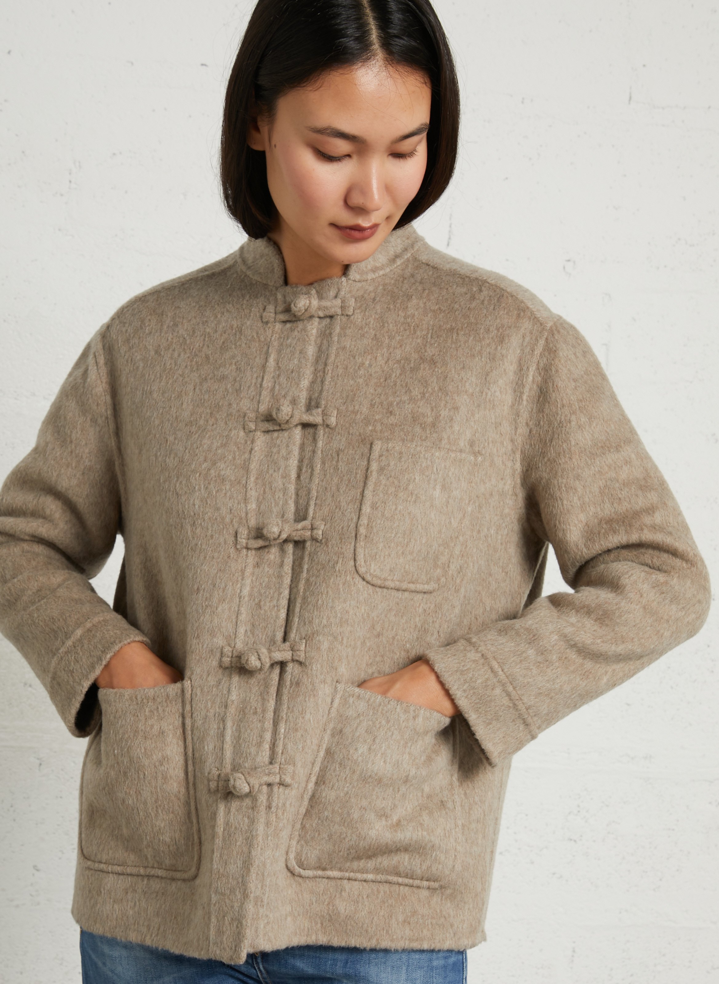 Oversized jas met opstaande kraag in gemengde wol HOD PARIS Beige