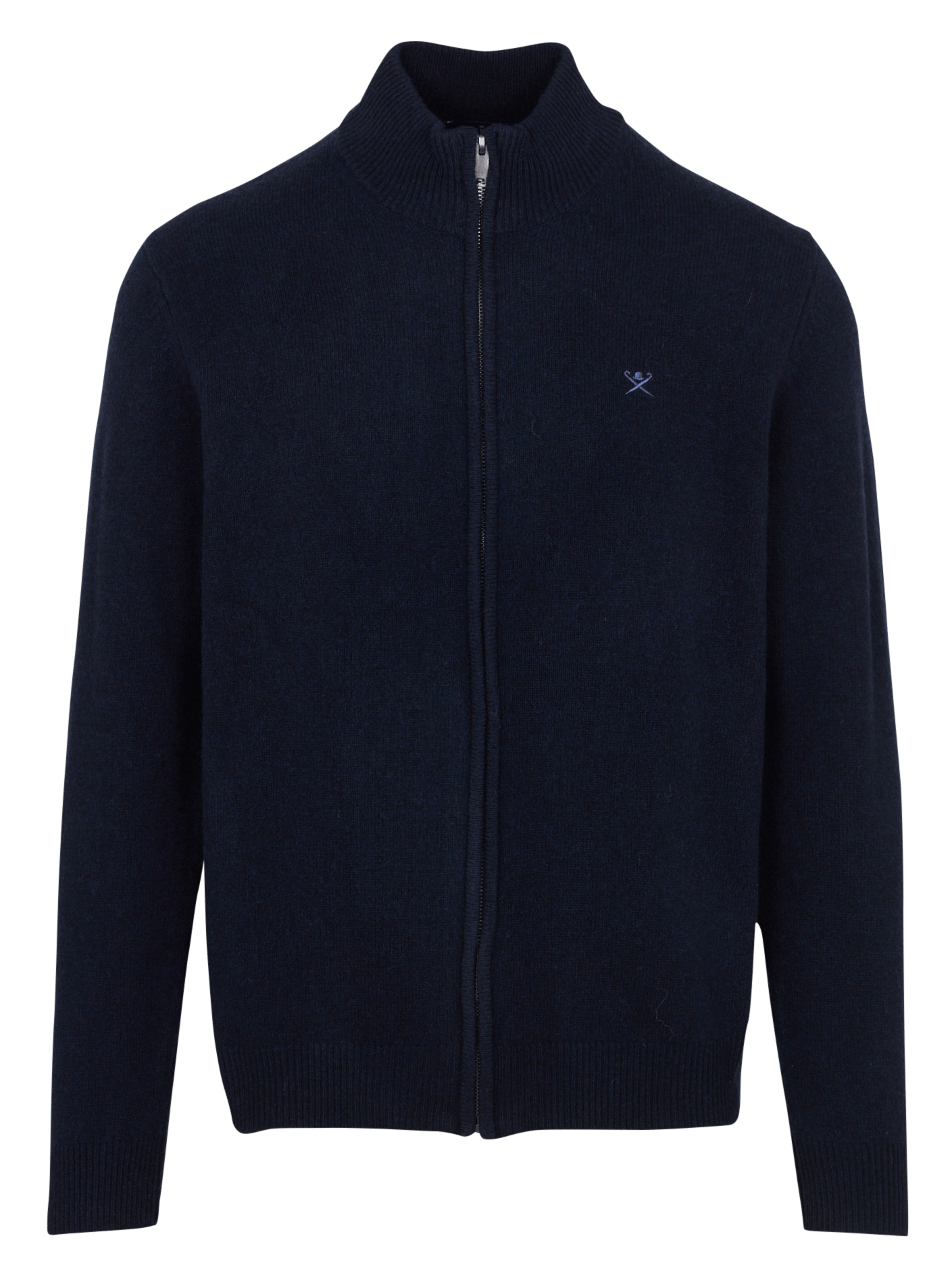 Straight high-neck embroidered wool cardigan HACKETT
