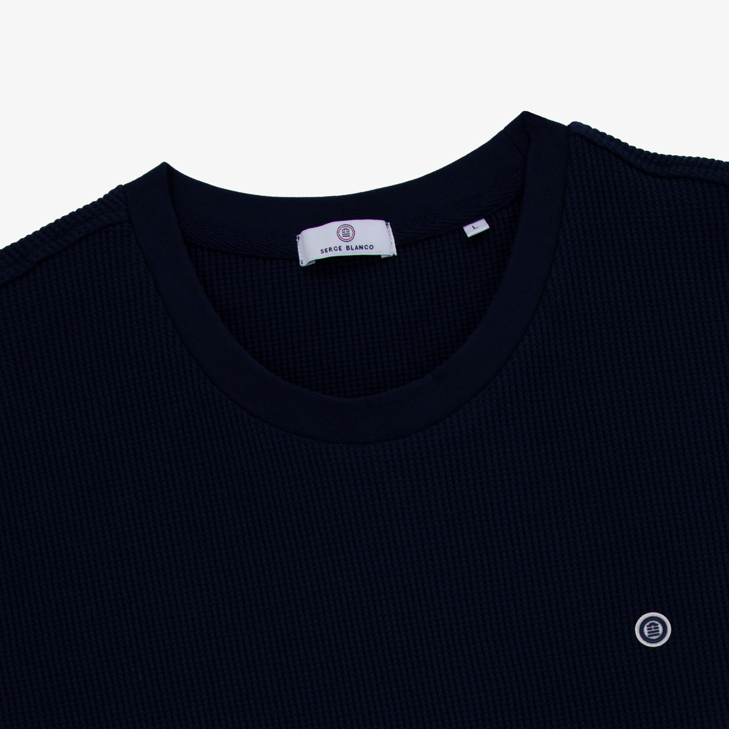 Long-sleeved waffle cotton T-shirt SERGE BLANCO Blue