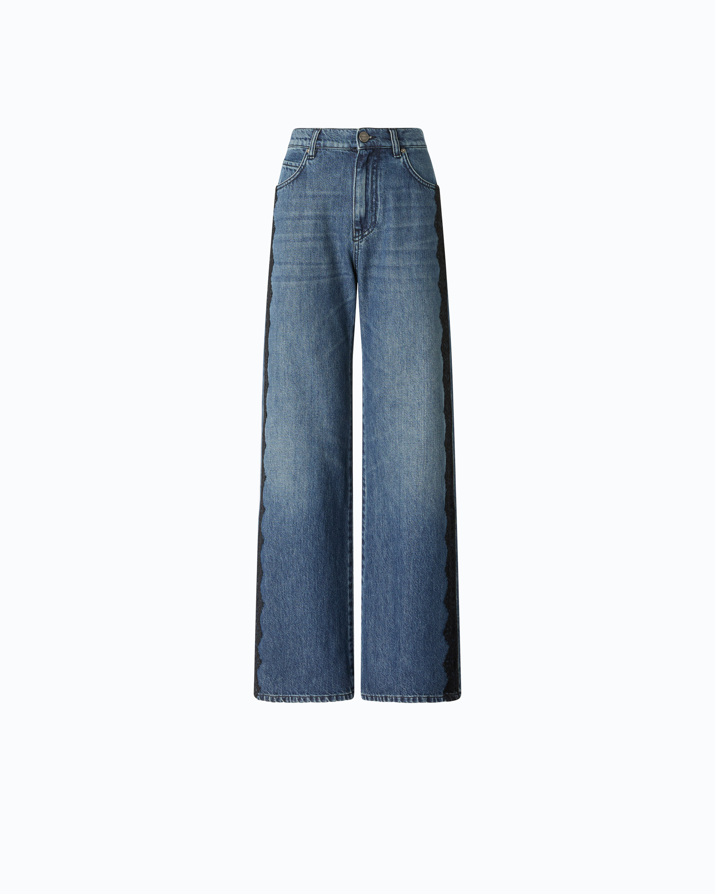 Wide-leg jeans with lace trim PINKO Blue
