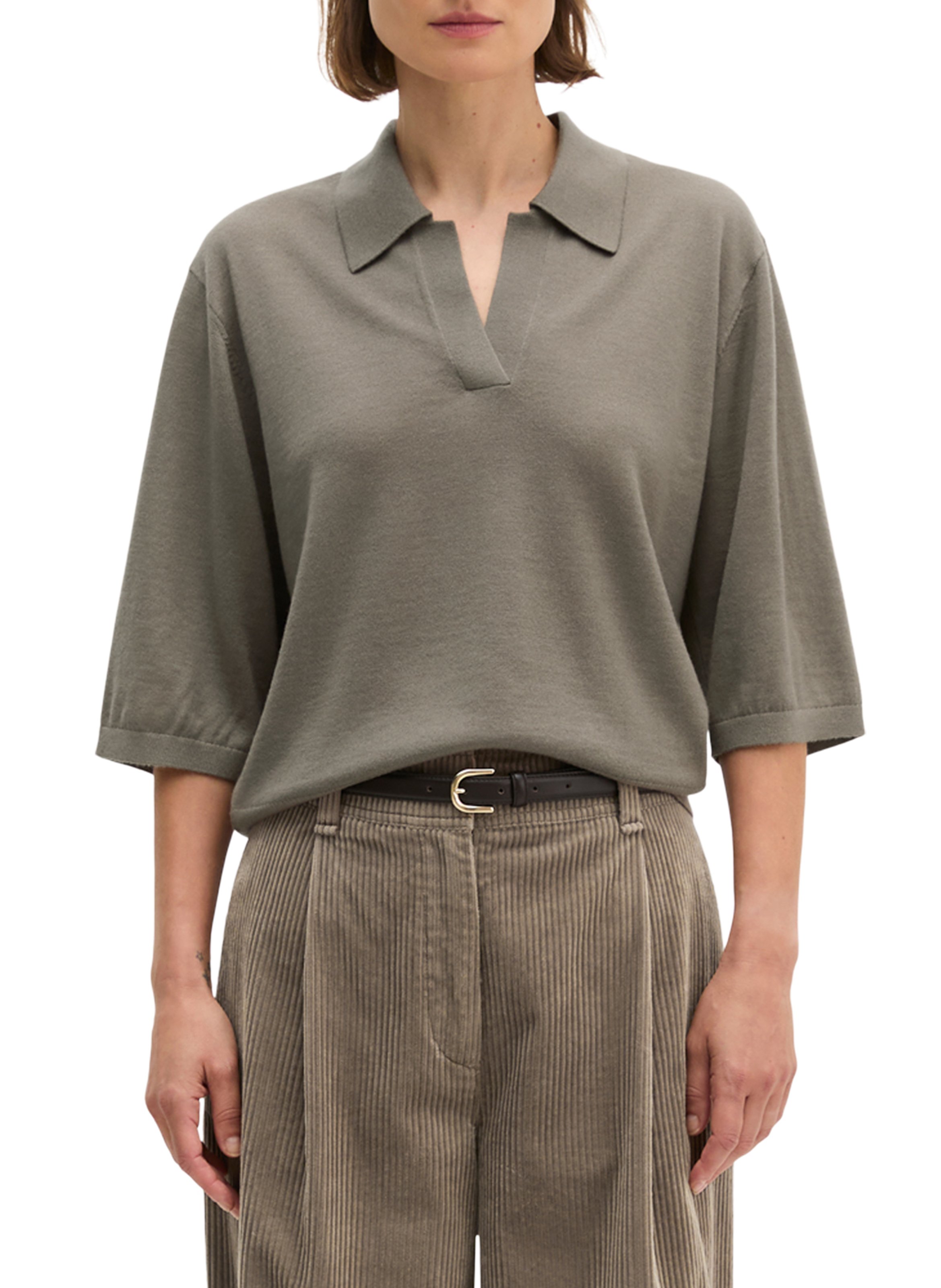 Straight fit short-sleeve wool blend pullover MARC O'POLO Beige