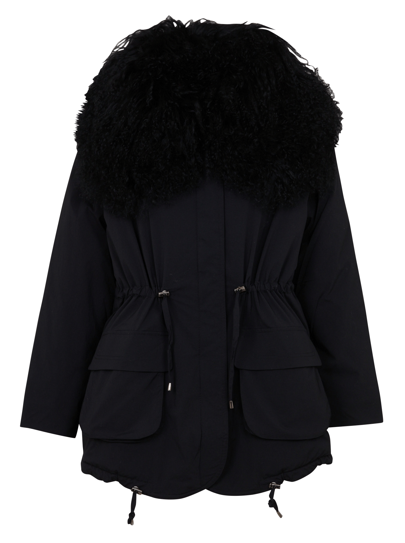 Parka entallada con cuello efecto pelo BERENICE Negro