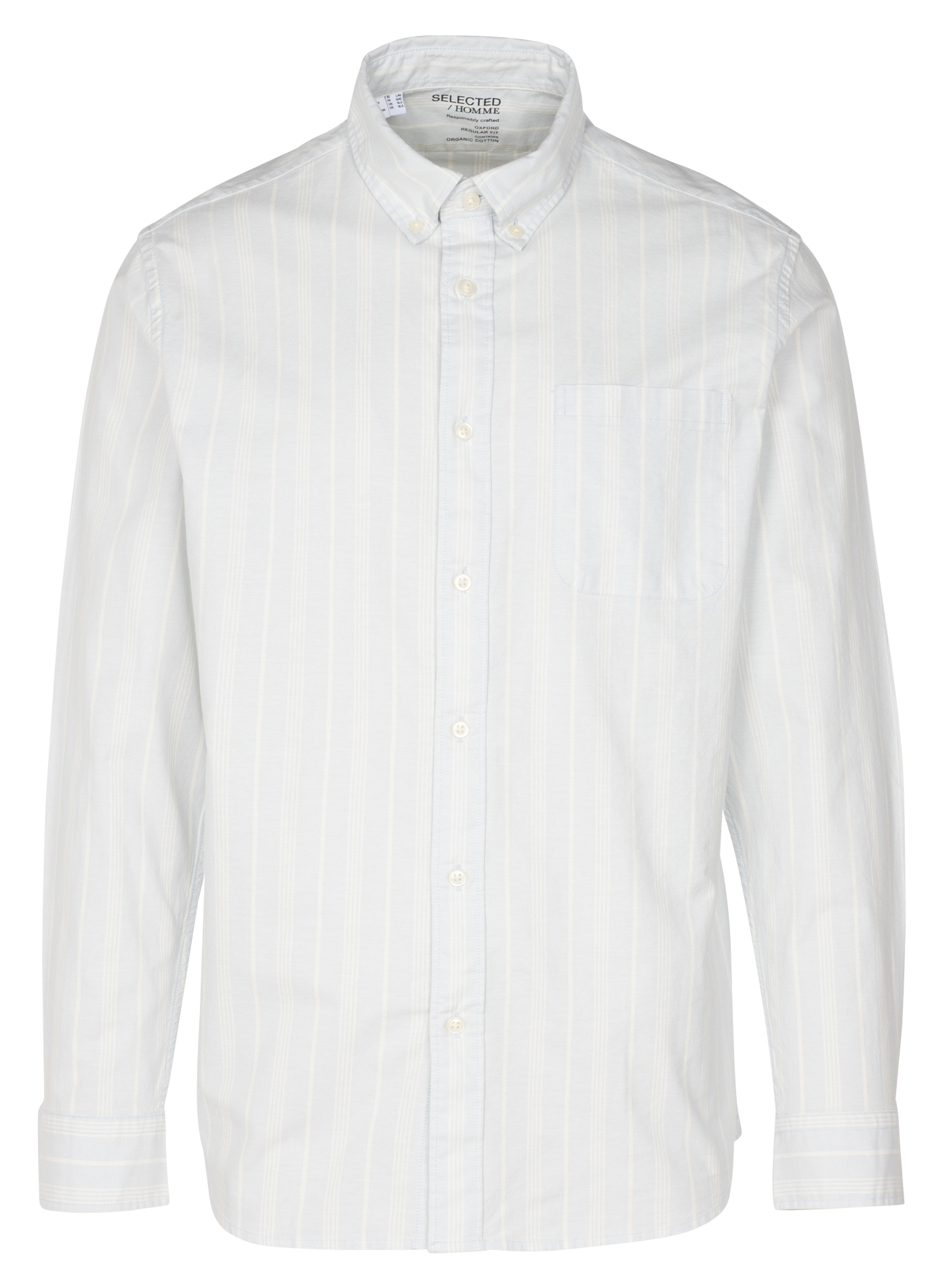 Hemd aus Baumwoll-Mix mit Button-down-Kragen SELECTED Blau