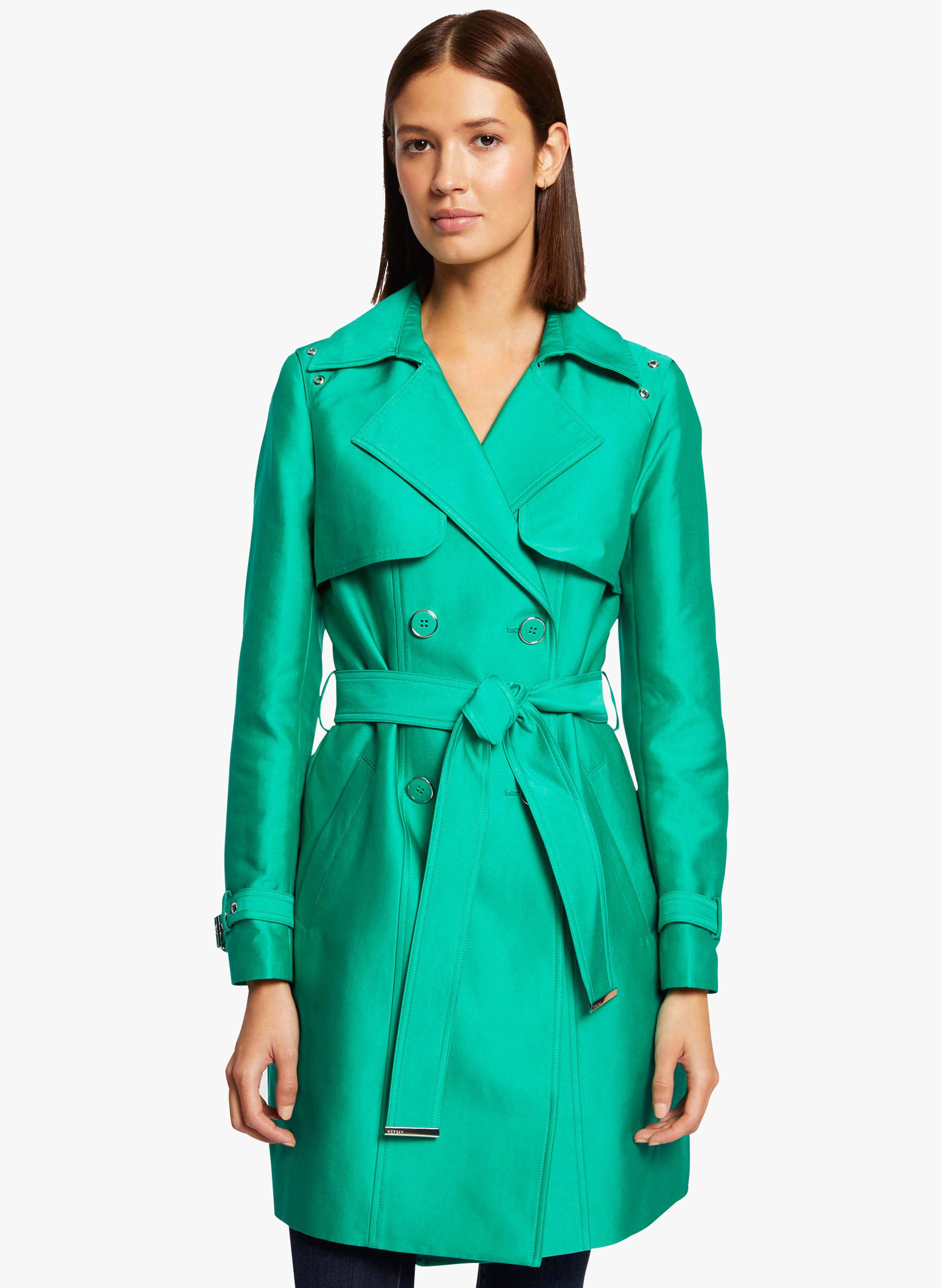 Vert Straight cut trench coat with belt