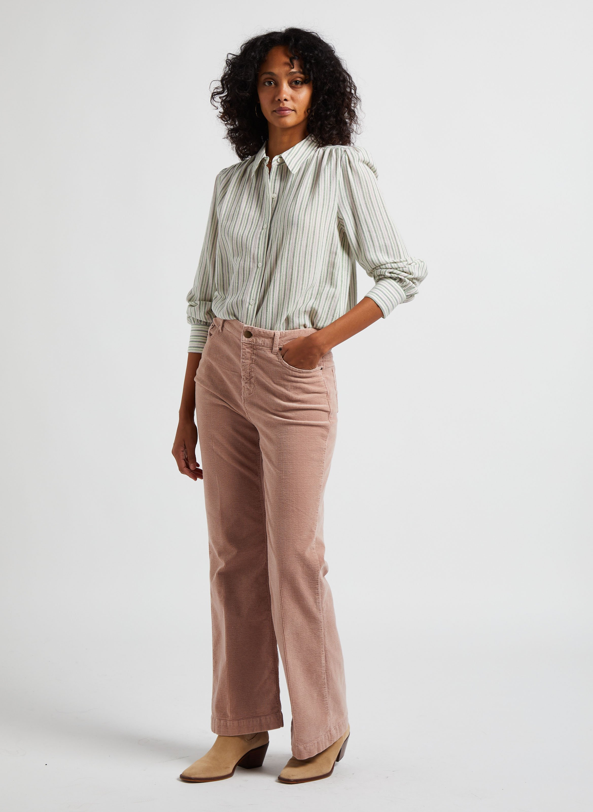 Pantalon flare velours discount cotelé