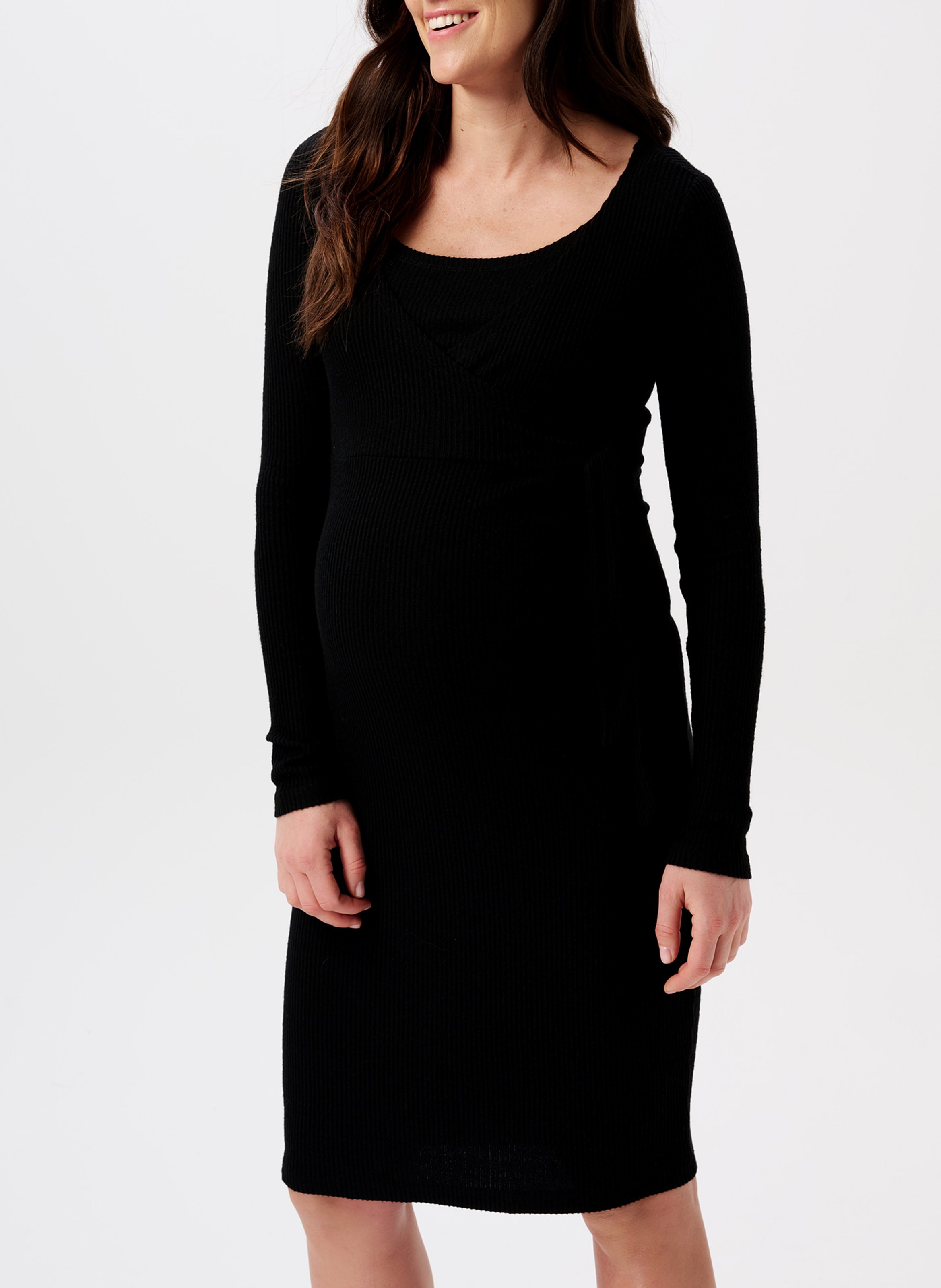 Halflange borstvoedingsjurk van ribstof NOPPIES Zwart