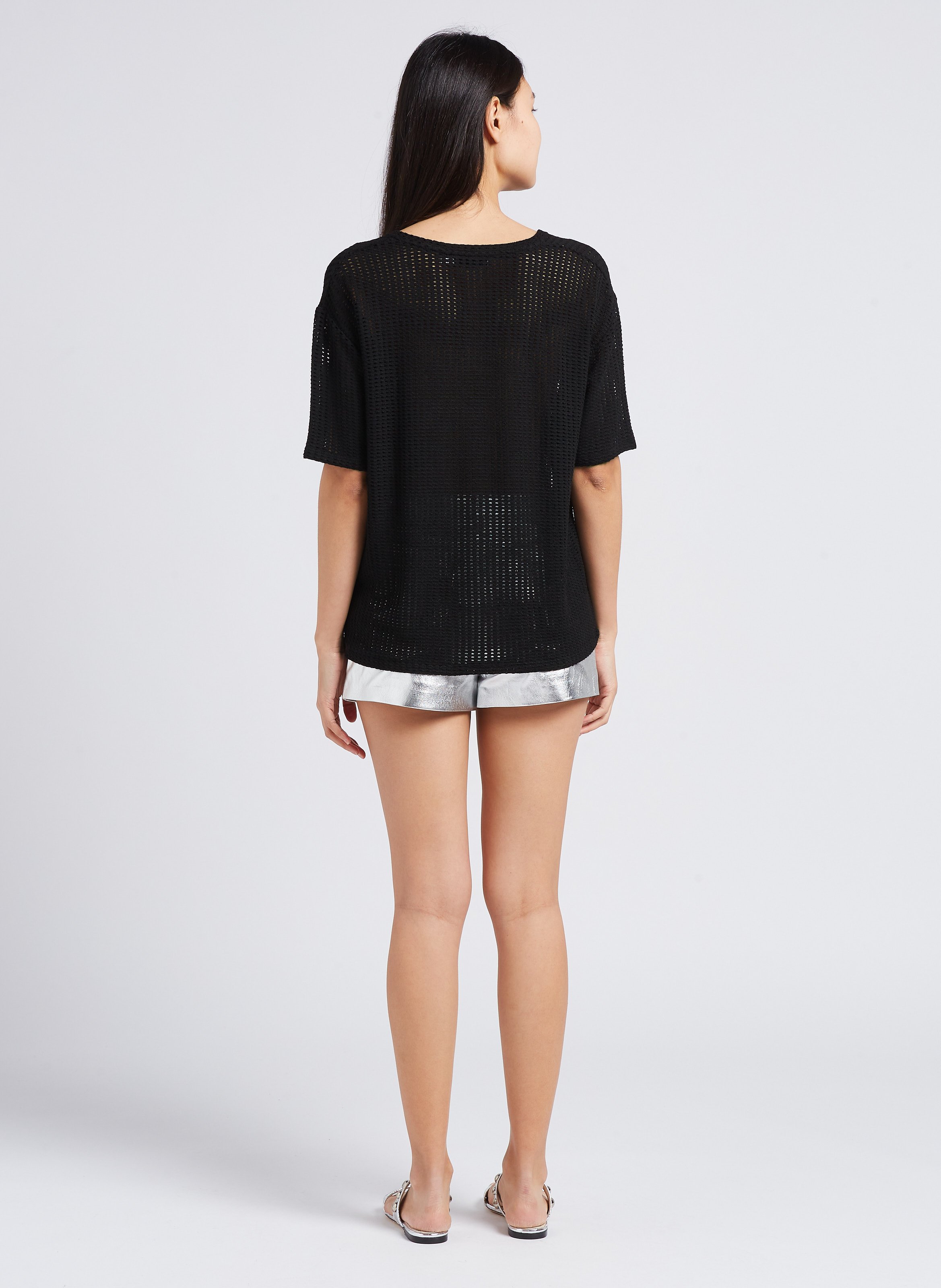 Straight-leg metallic leather shorts IRO Silver