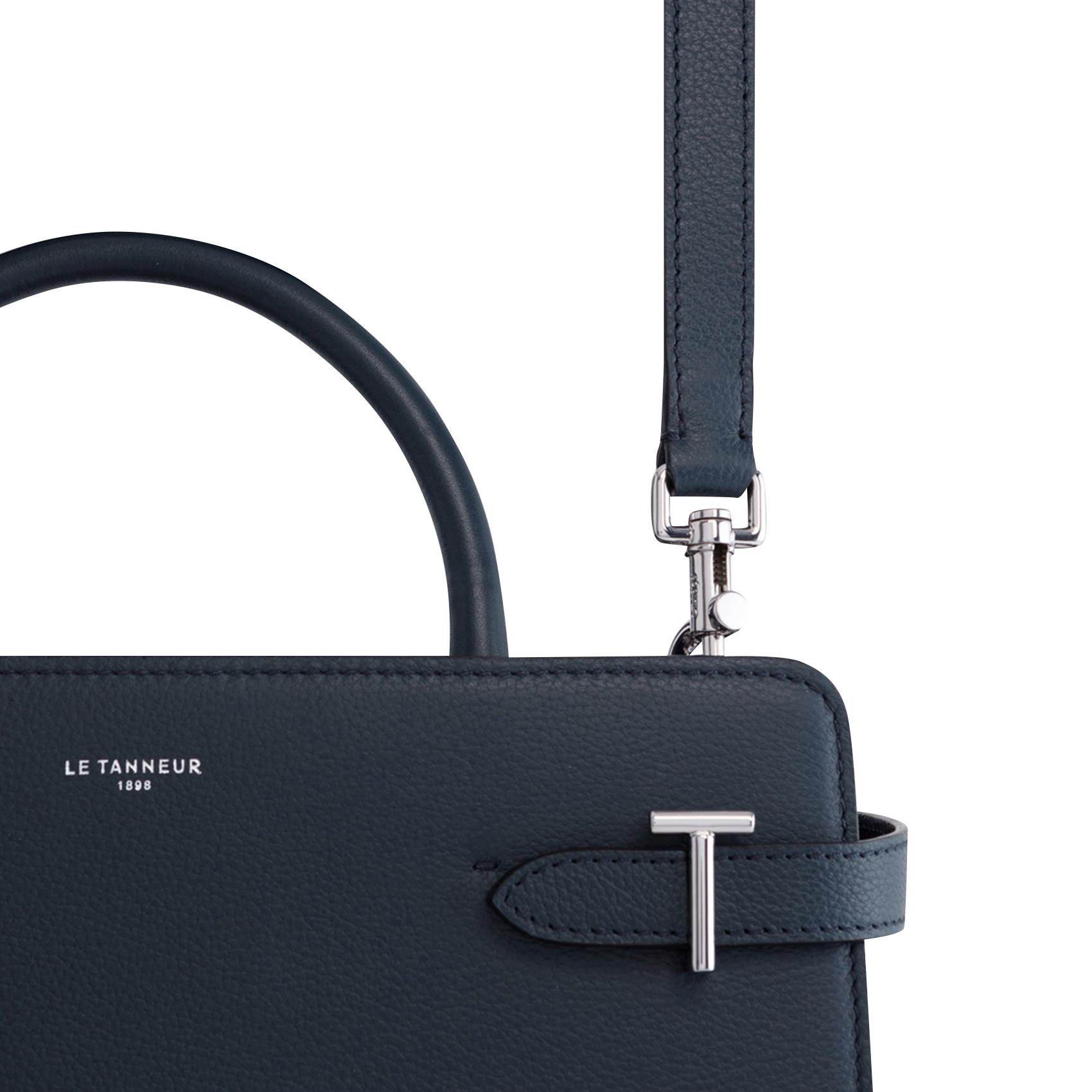 Grained leather handbag Blue