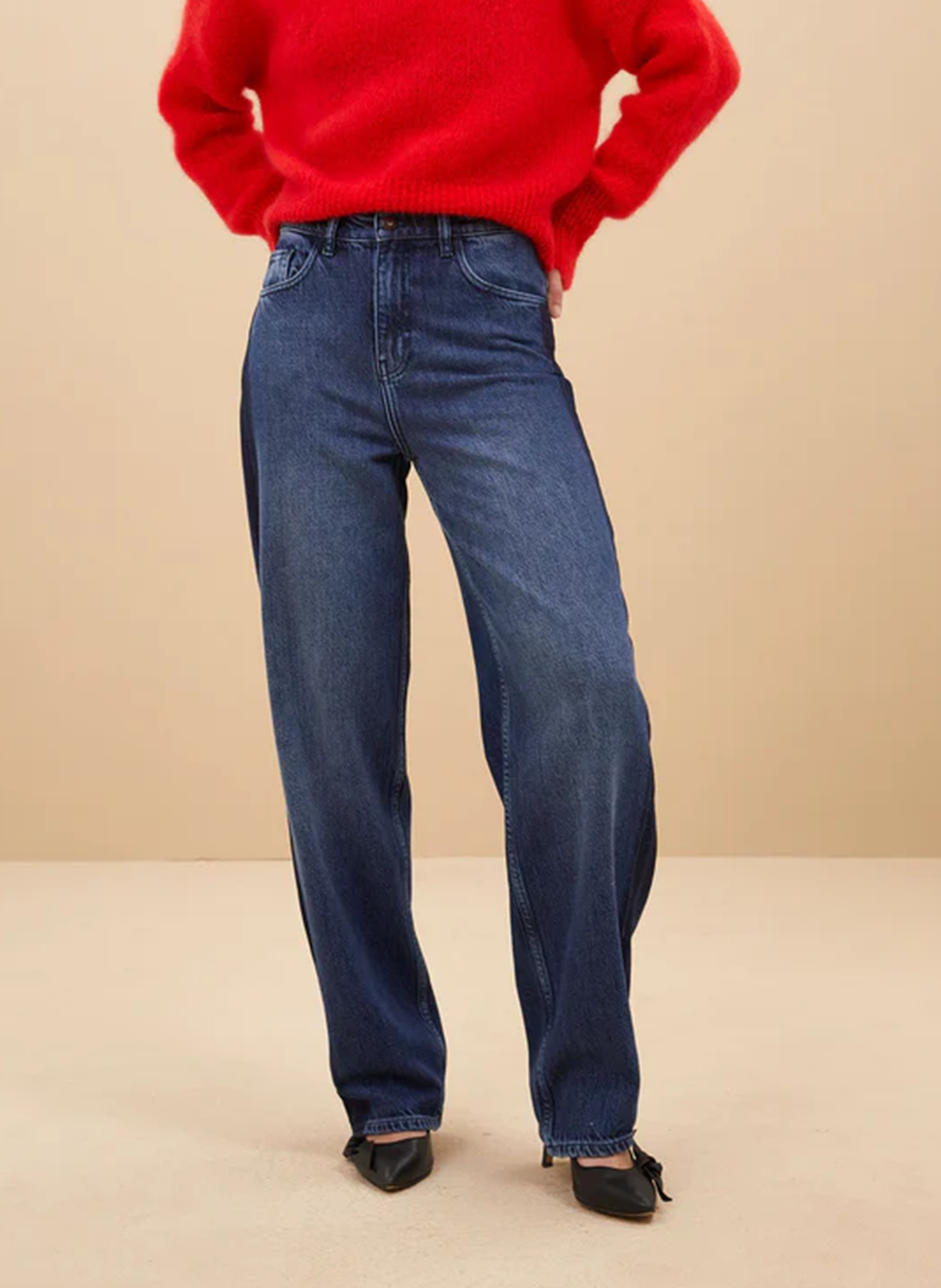 High-rise straight cotton-blend jeans BY BAR Blue