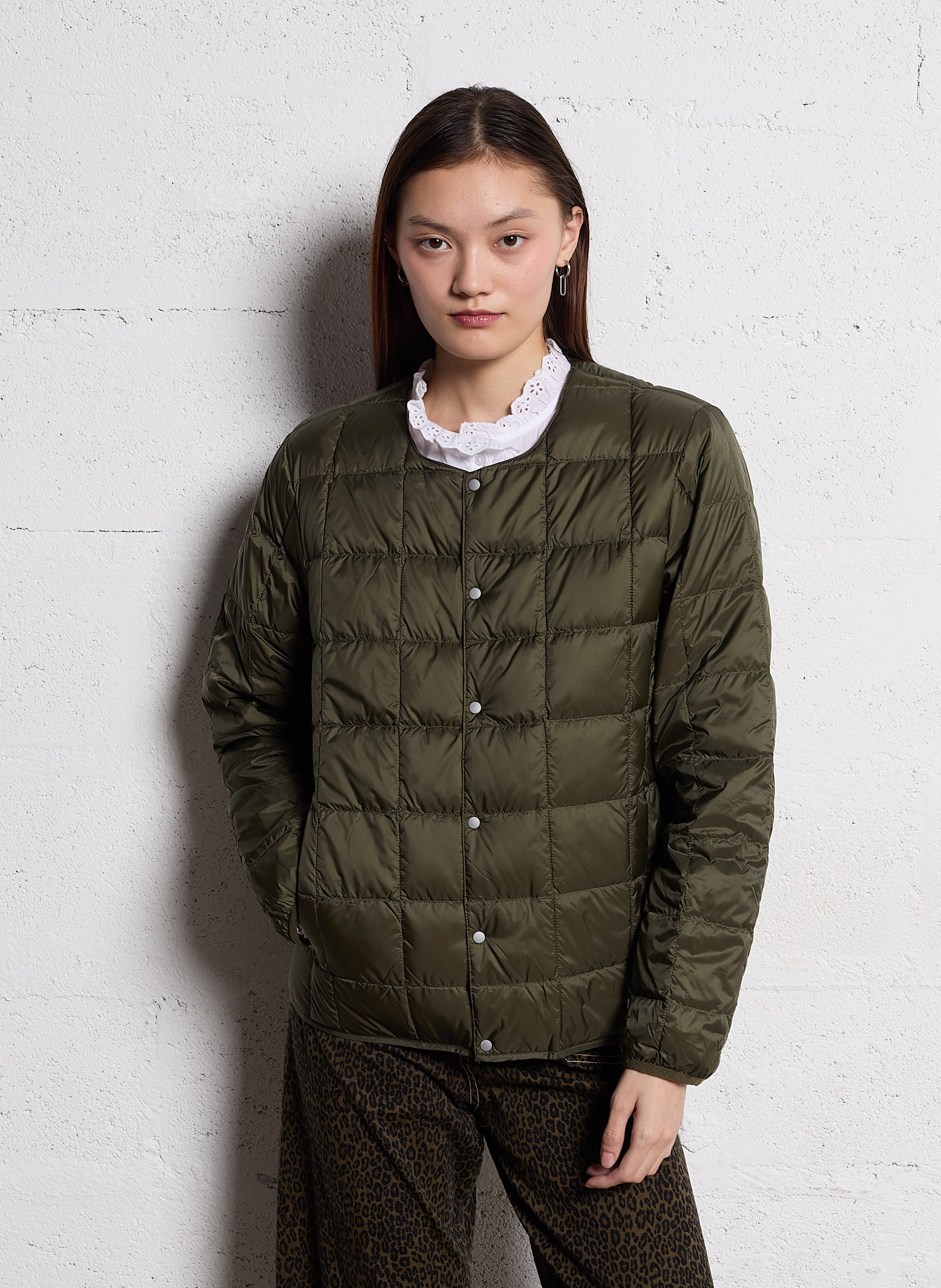 Veste col rond matelassée TAION Kaki