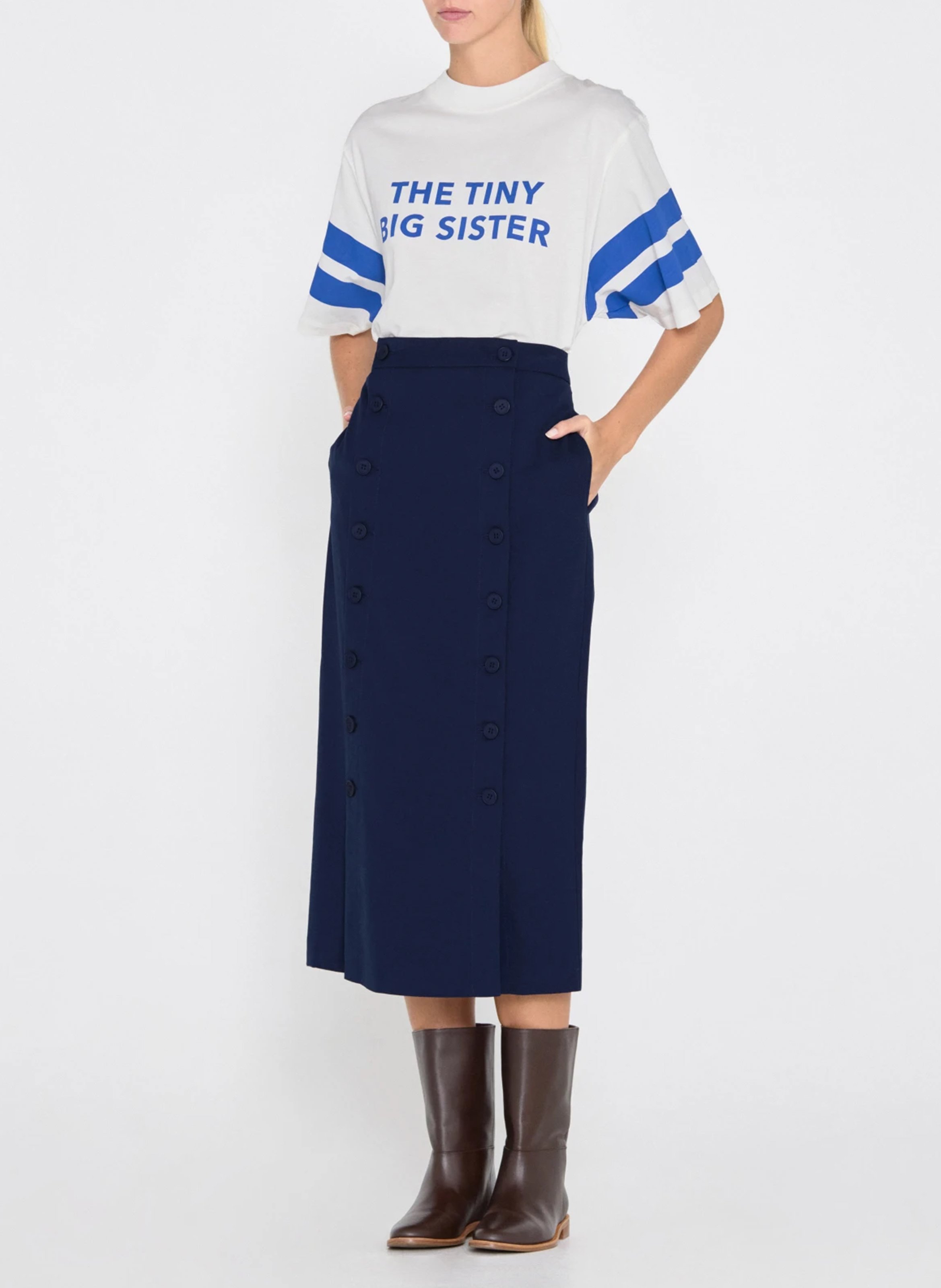 Jupe midi droite  THE TINY BIG SISTER Bleu