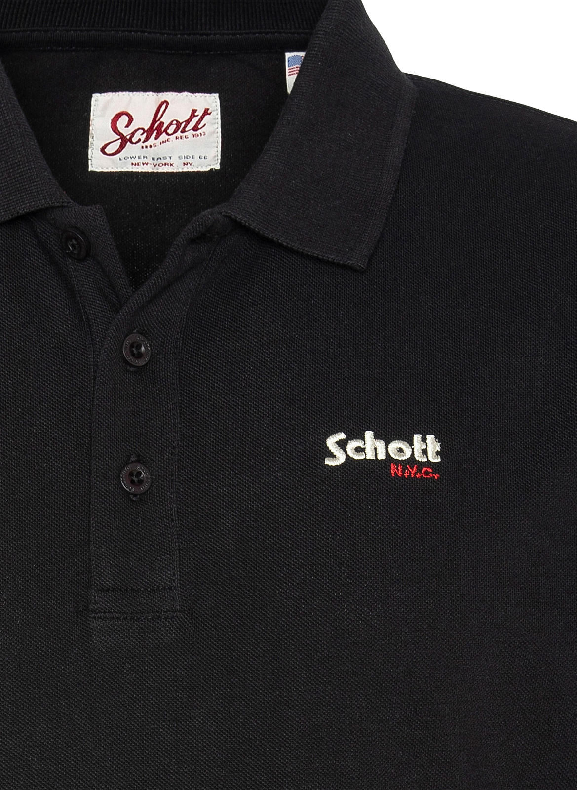 Polo droit en coton SCHOTT Noir