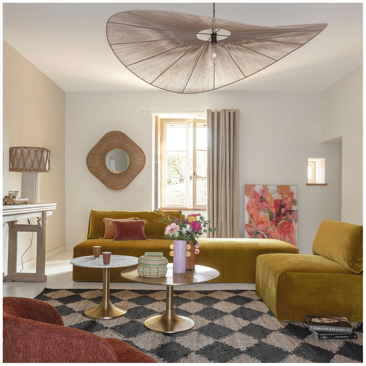 Pouf lou en velours pour canapé lou - safran BLANC D'IVOIRE Jaune