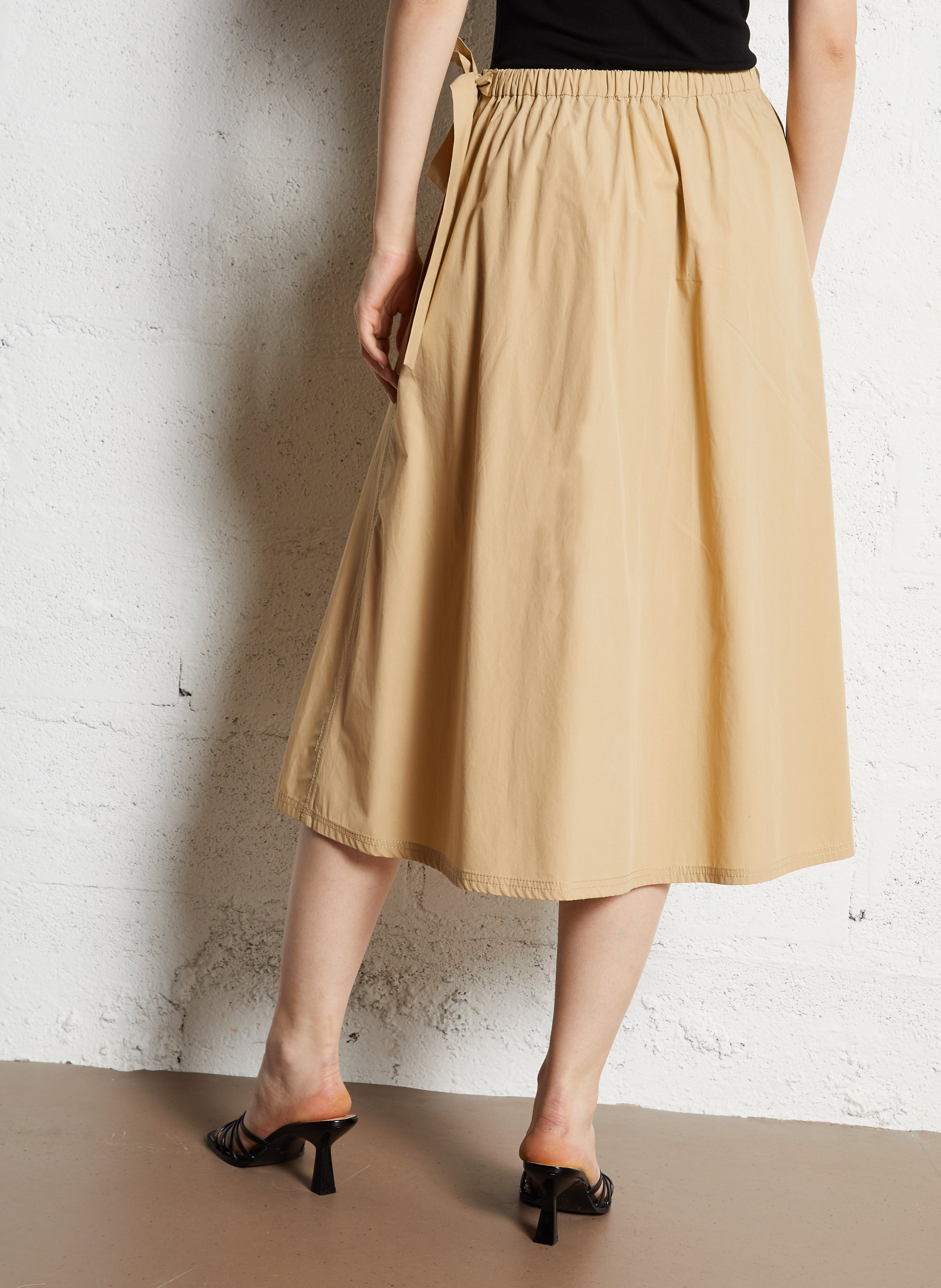 Jupe midi plissée en coton MAX MARA WEEK END Beige