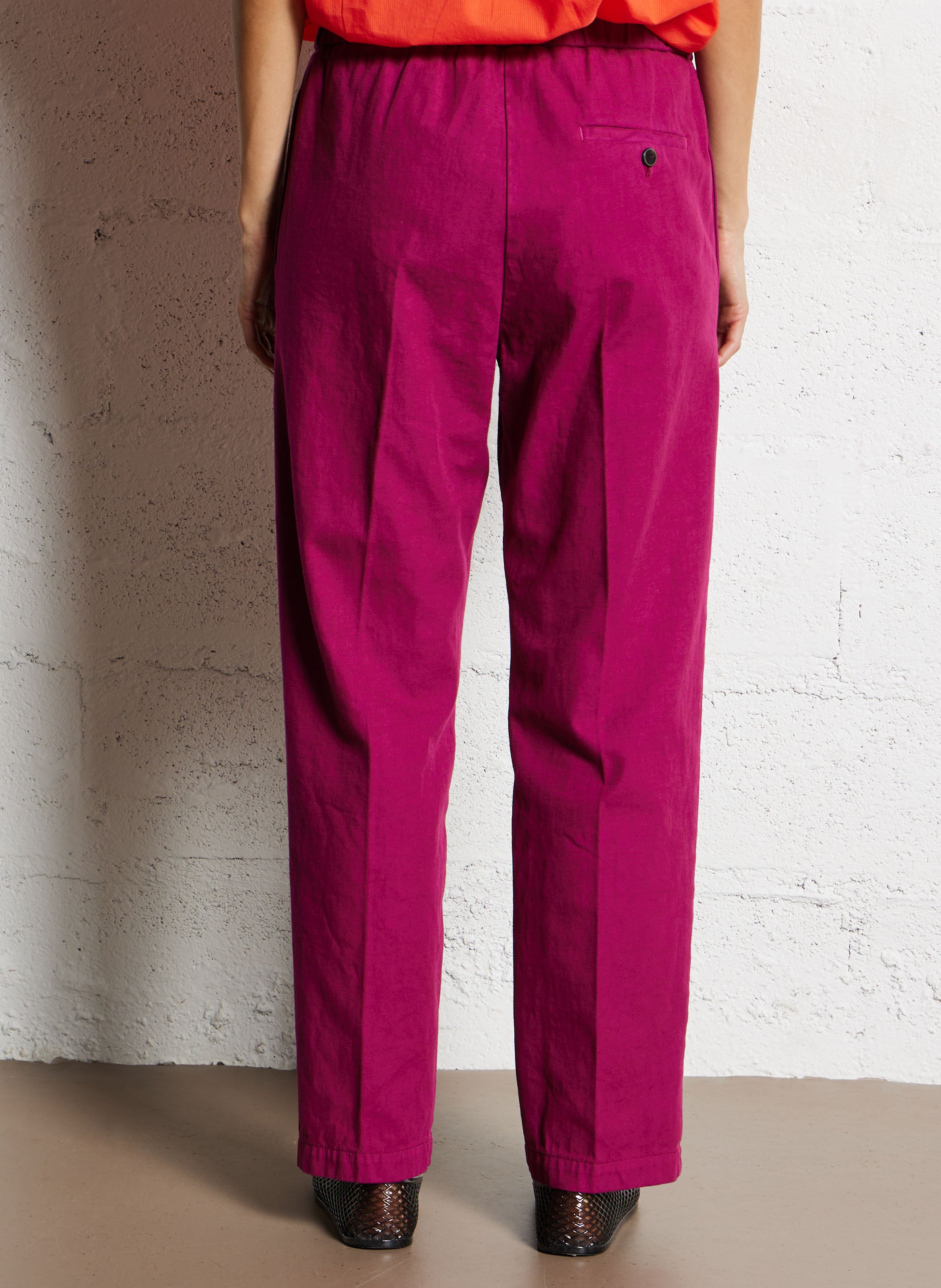 Pantalon droit en coton POMANDERE Rose