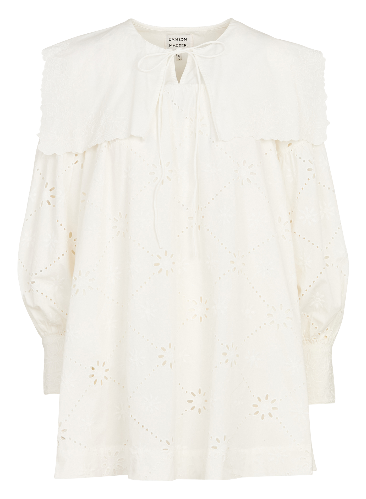 Oversized organic cotton embroidered blouse DAMSON MADDER White