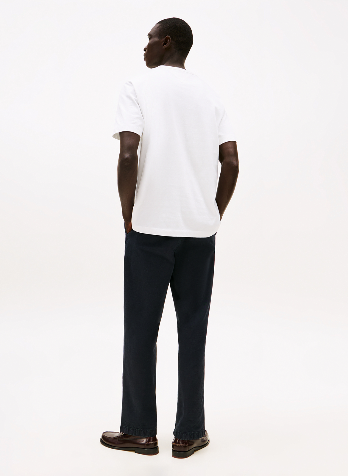 Tee-shirt col v uni en coton Blanc