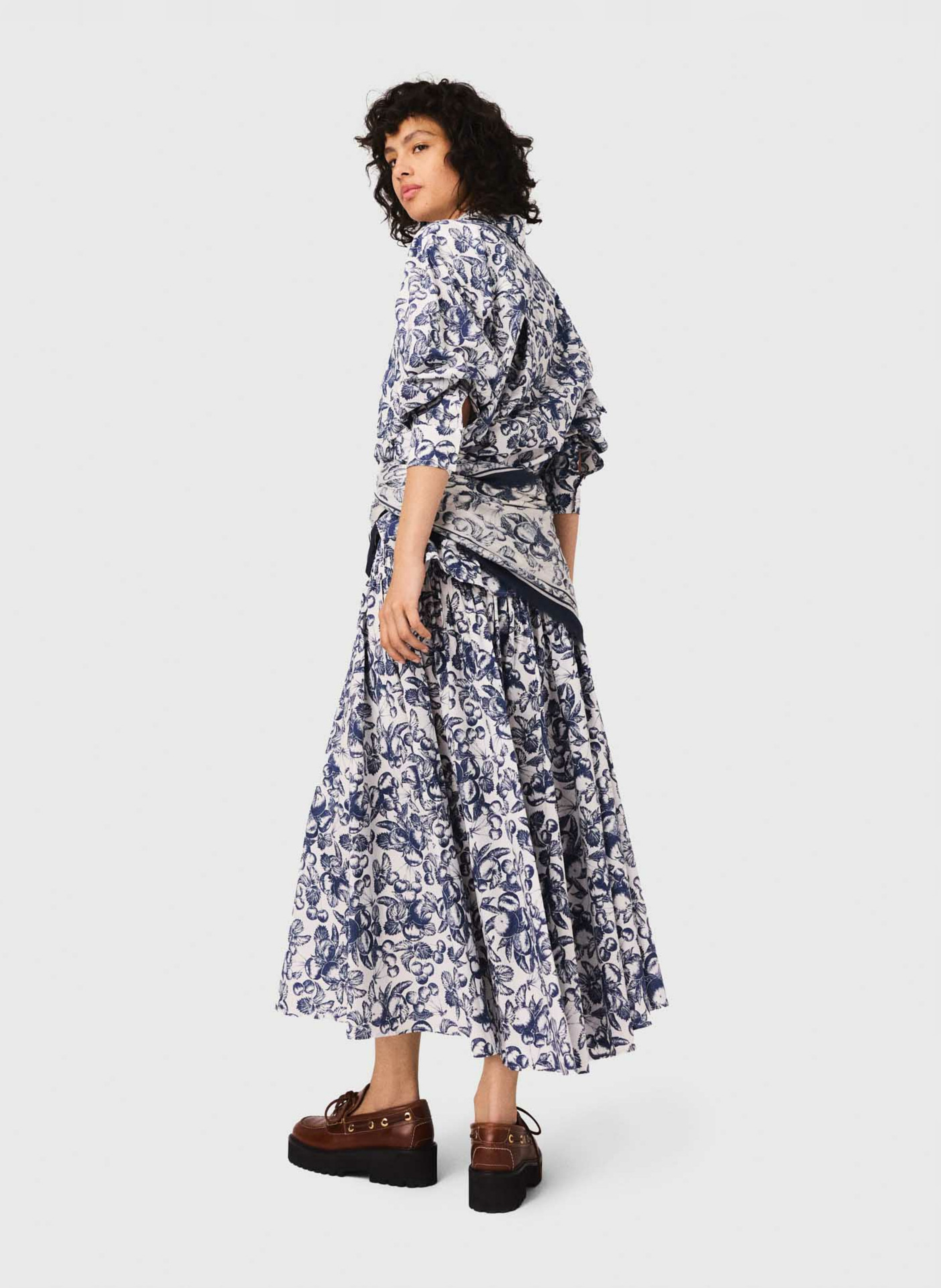 Chemise droite imprimée cerise MAJE Bleu