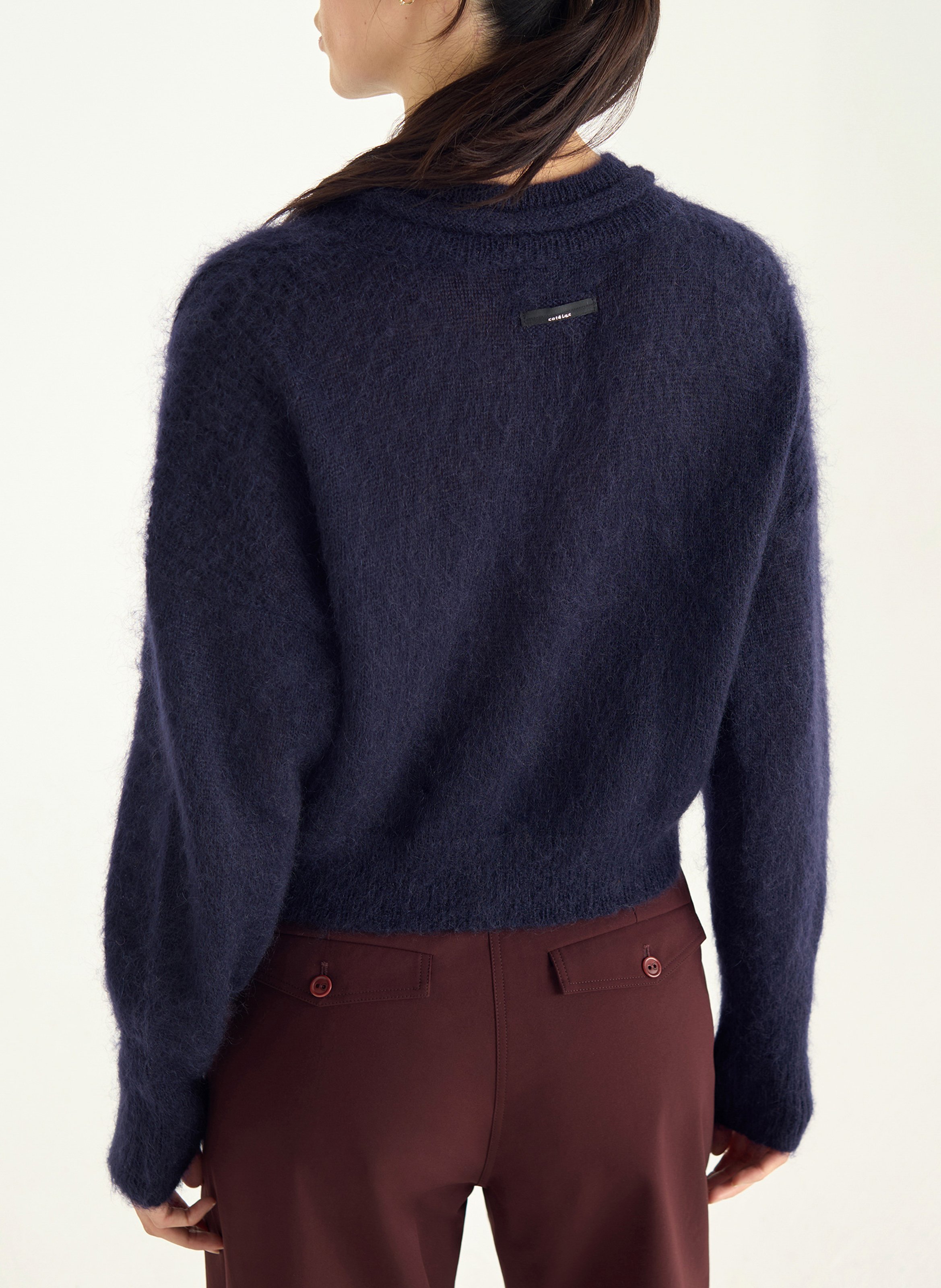 Cardigan oversize col montant en laine mélangée COTELAC Bleu